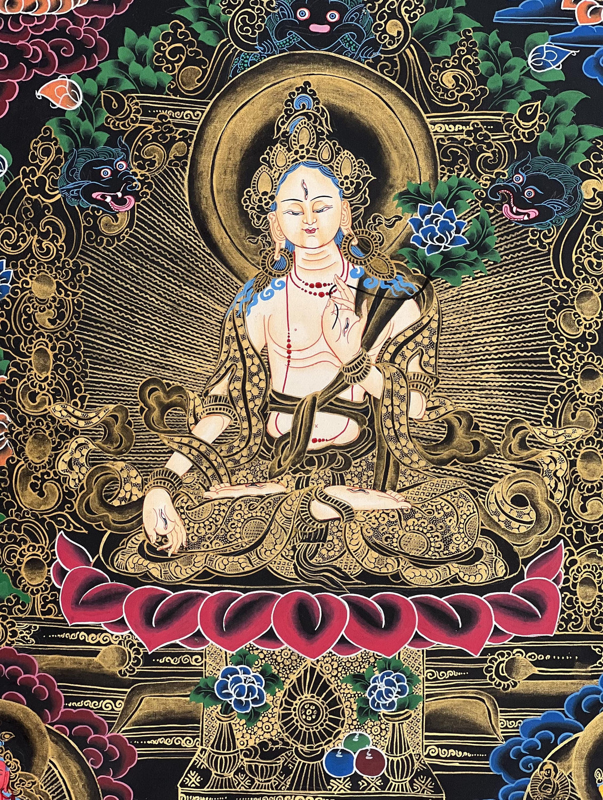 White Tara Thangka Painting: Hand-Painted Buddhist Meditation Art