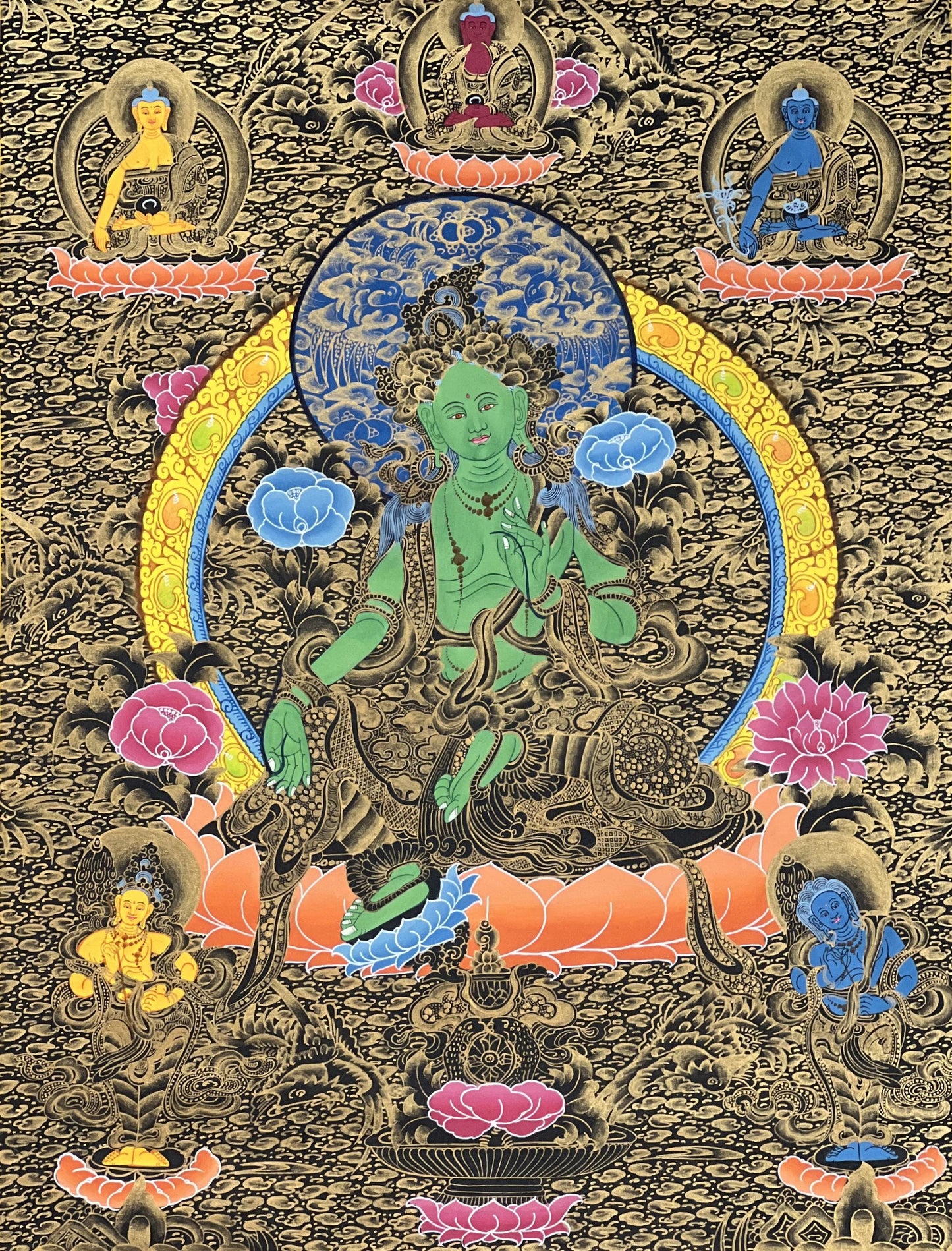 Green Tara Thangka Painting: Hand-Painted Tibetan Compassion Art