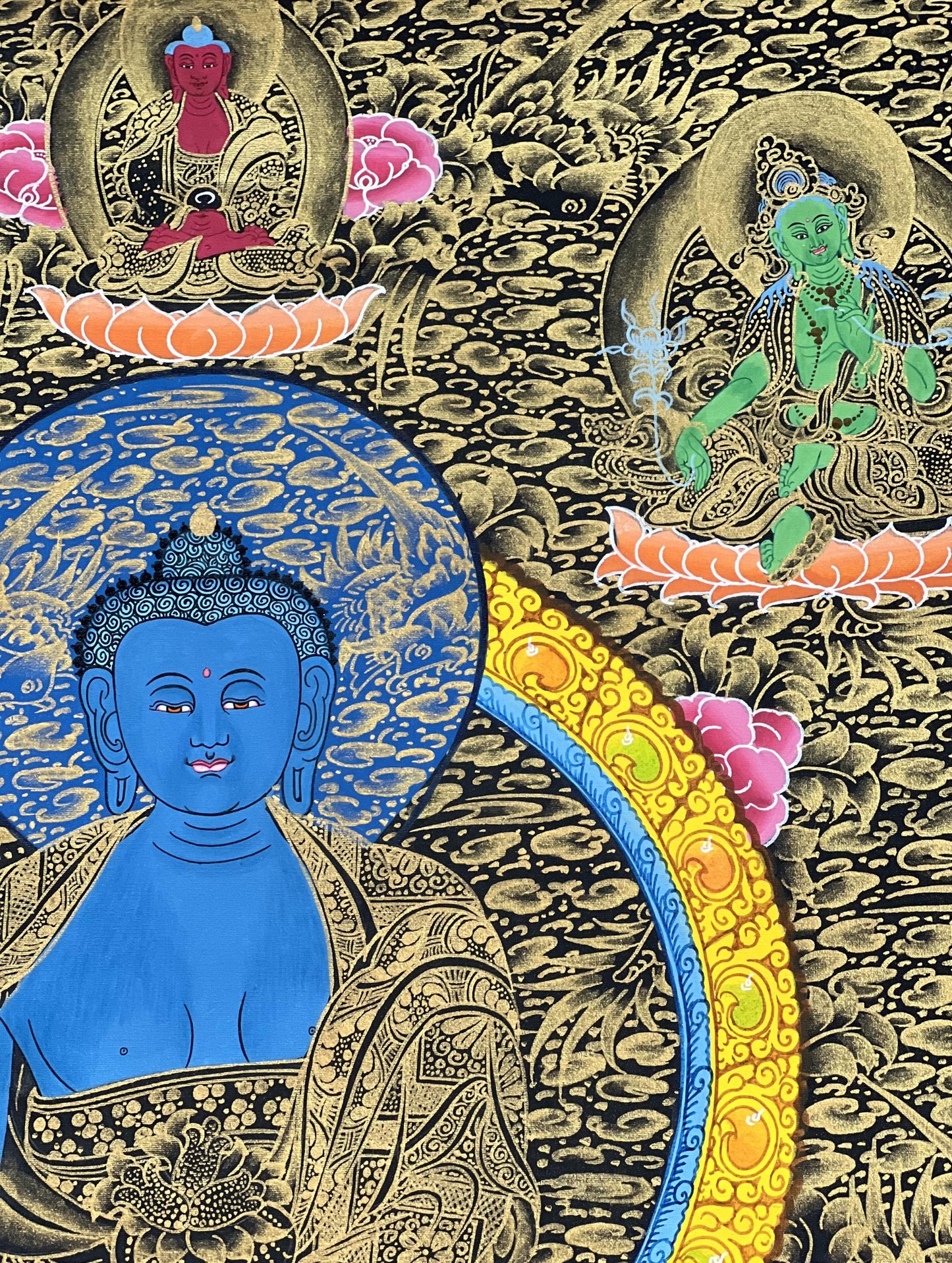 Medicine Buddha Tibetan Thangka Painting, Hand-painted Healing Art