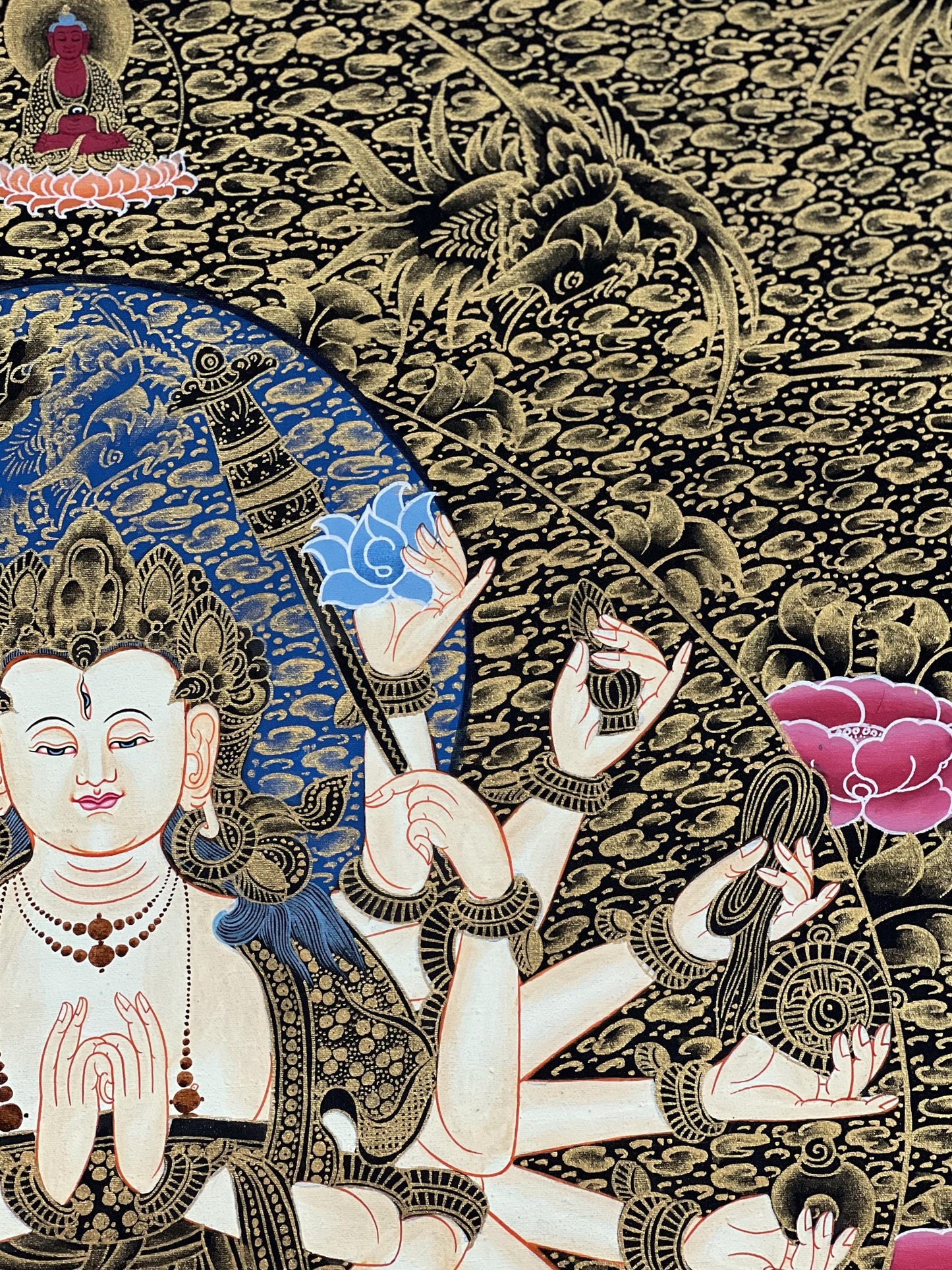 Hand-Painted Chandi Thangka Painting, Tibetan Mother Goddess Art (18x24 inch)
