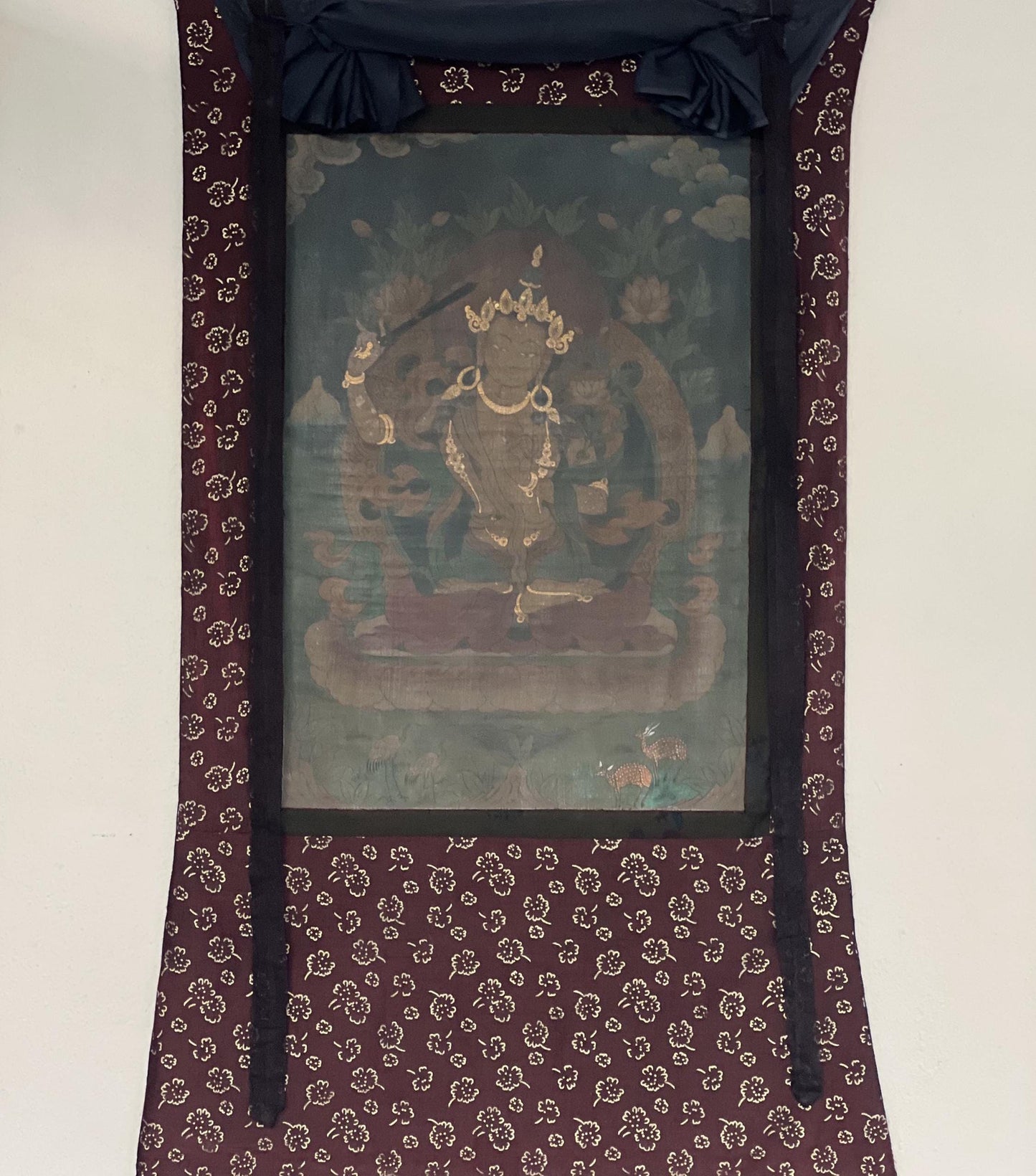 Vintage Manjushri Thangka Painting | Hand-Painted Nepalese Art