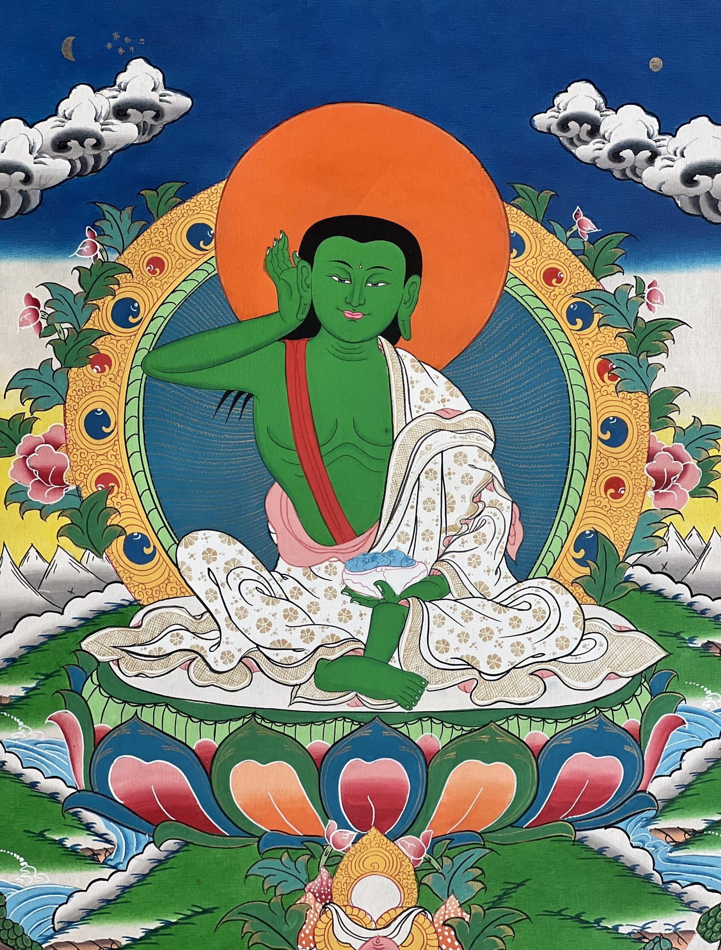 Milarepa – Tibetan Yogi of Transformation | Original Hand-Painted Thangka | Buddhist Art
