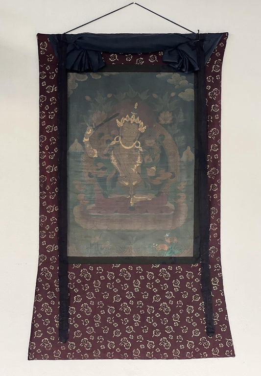 Vintage Manjushri Thangka Painting | Hand-Painted Nepalese Art