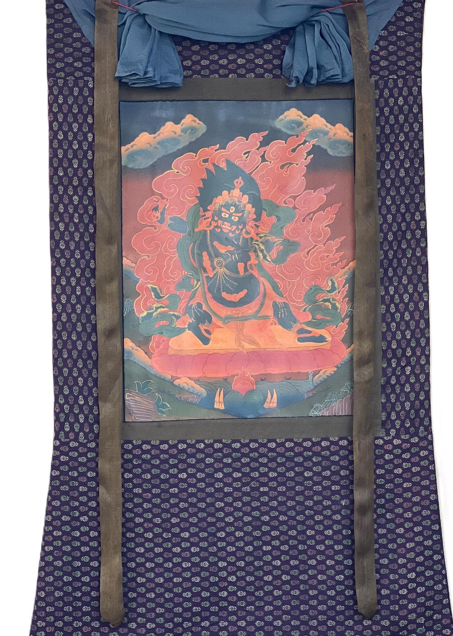 Hand Painted Vajrapani Thangka Painting, Tibetan Buddhist Wall Hanging