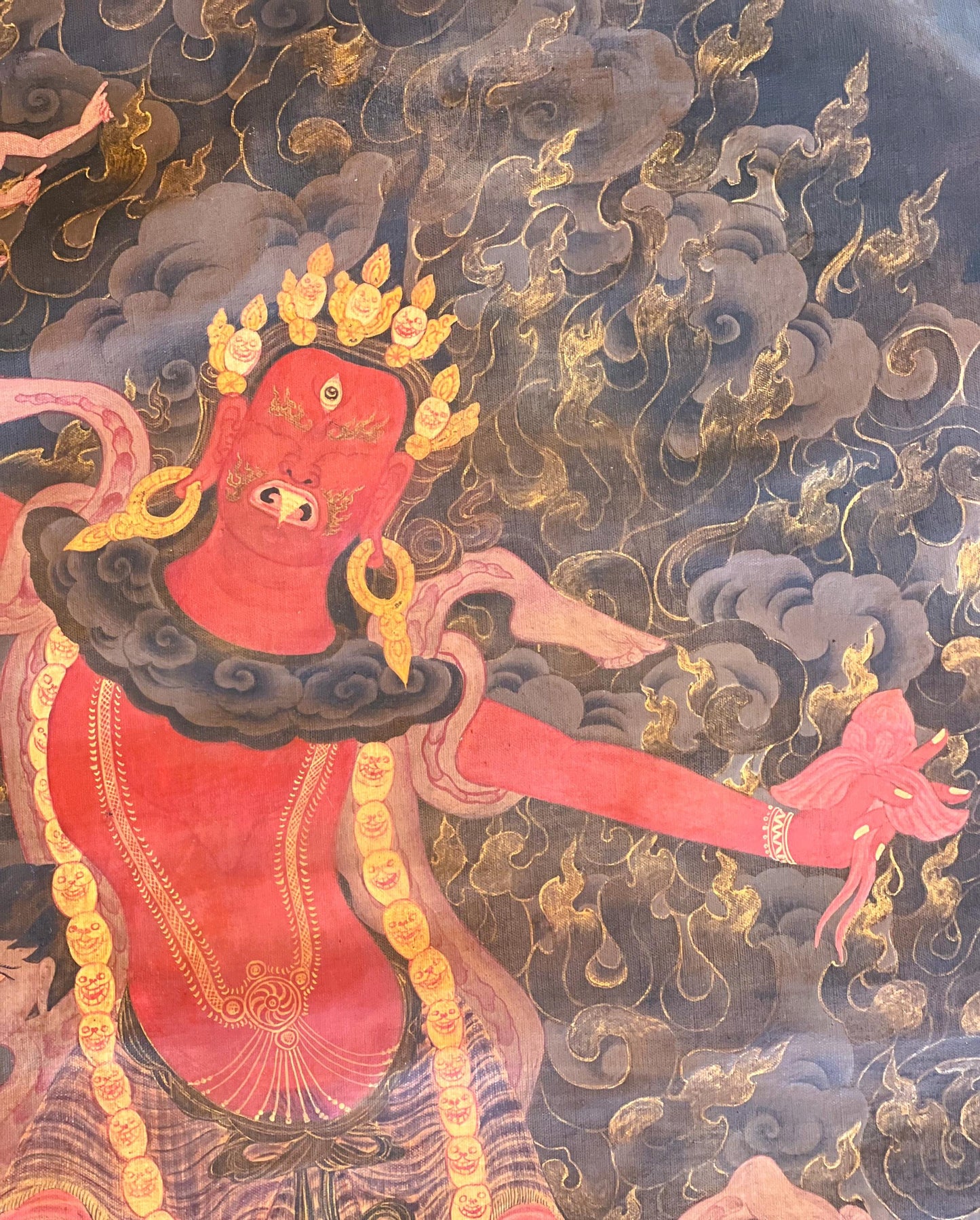 Vintage Ekajati Thangka Painting, Hand-Painted Tibetan Dark Goddess Art