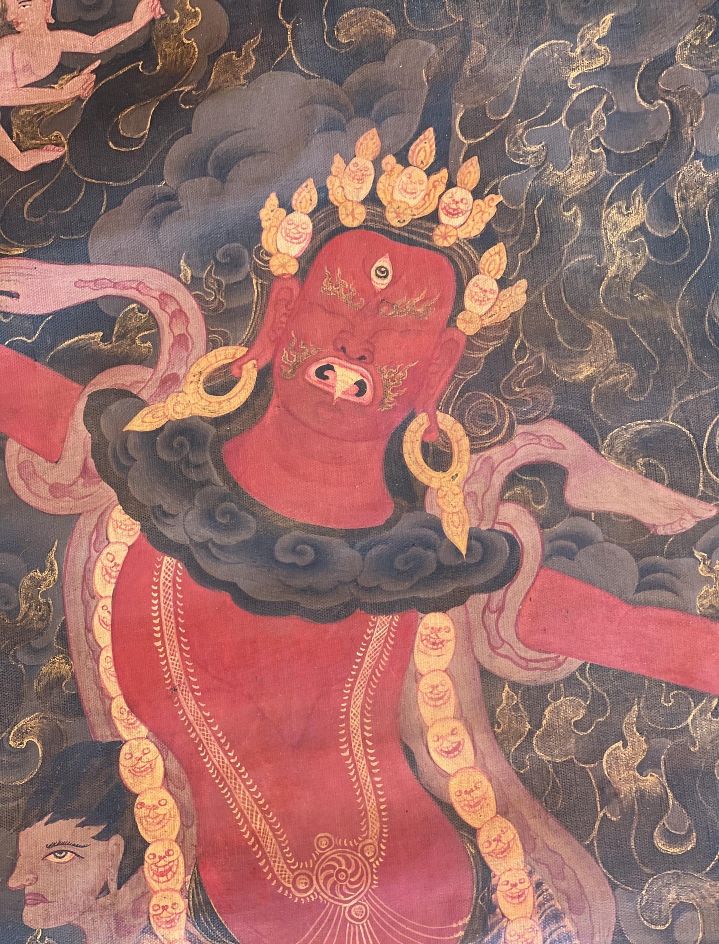 Vintage Ekajati Thangka Painting, Hand-Painted Tibetan Dark Goddess Art