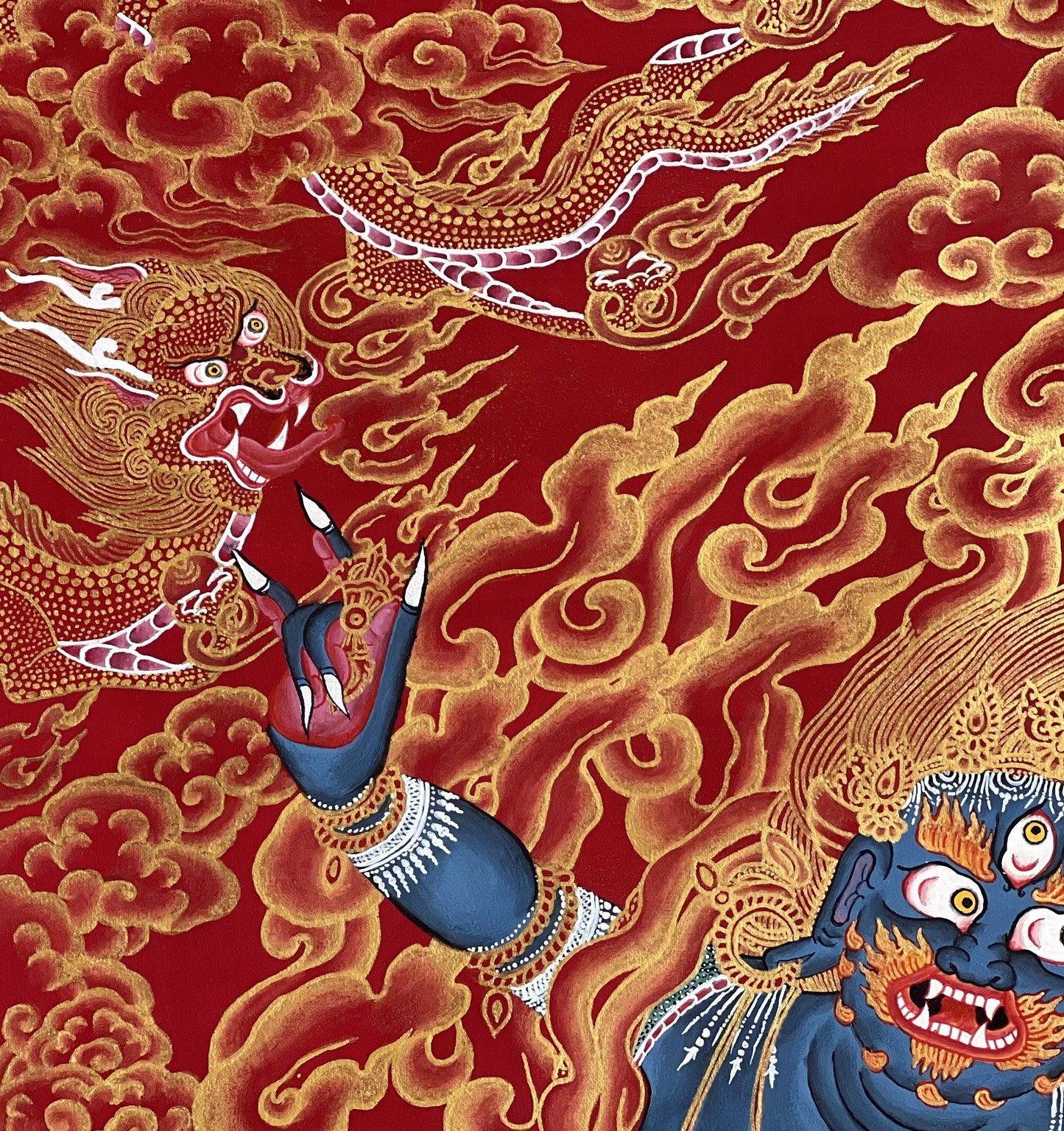 Original Hand-Painted Vajrapani Dharmapala Large Masterpiece Tibetan Thangka Painting / Compassion Meditation Art From Nepal