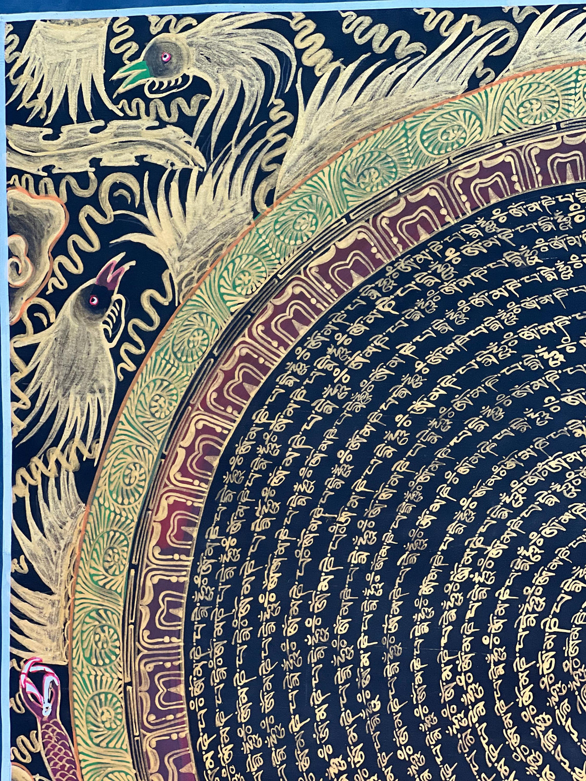 Dragon Mandala Thangka Painting, Om Mani Padme Hum Art