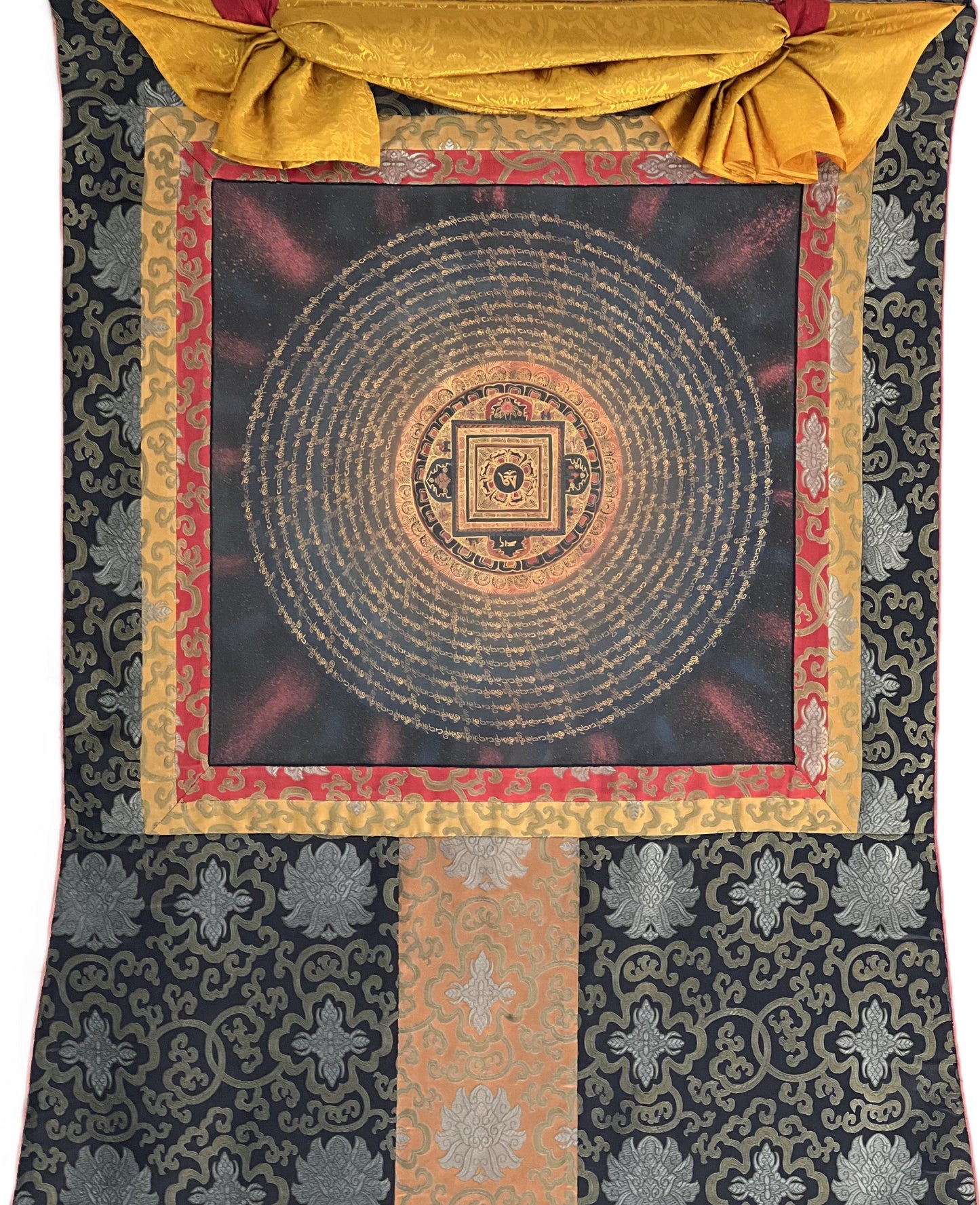 Om Mantra Mandala Thangka | Hand-Painted Tibetan Wall Hanging