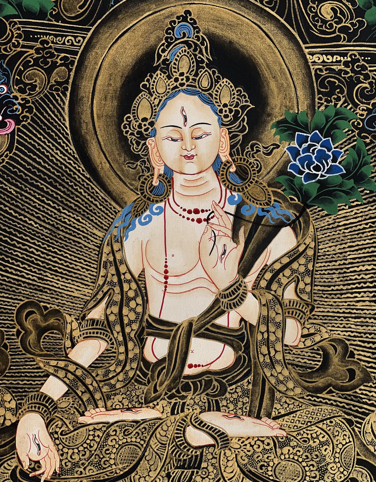 White Tara Thangka Painting: Hand-Painted Buddhist Meditation Art