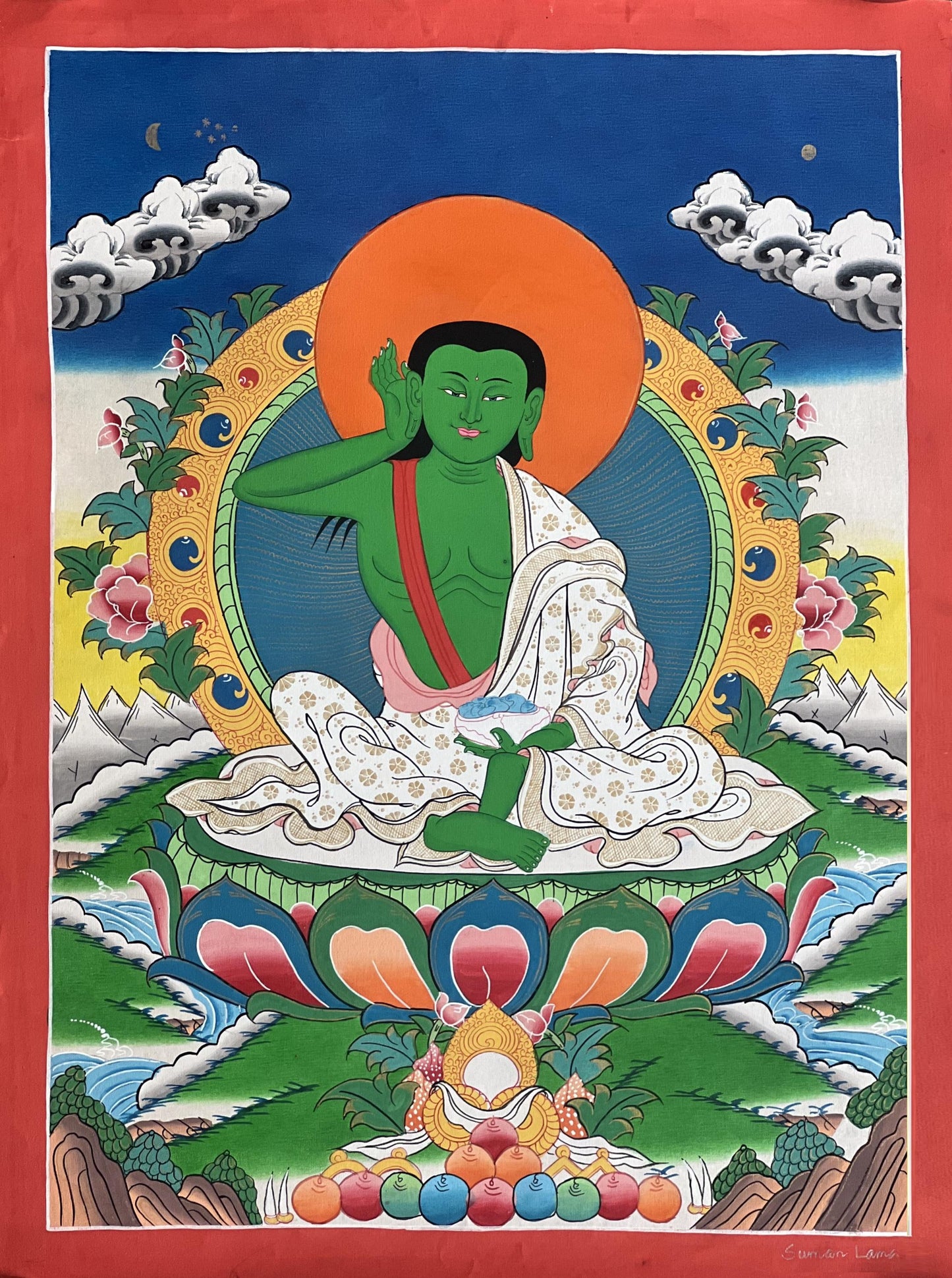 Milarepa – Tibetan Yogi of Transformation | Original Hand-Painted Thangka | Buddhist Art