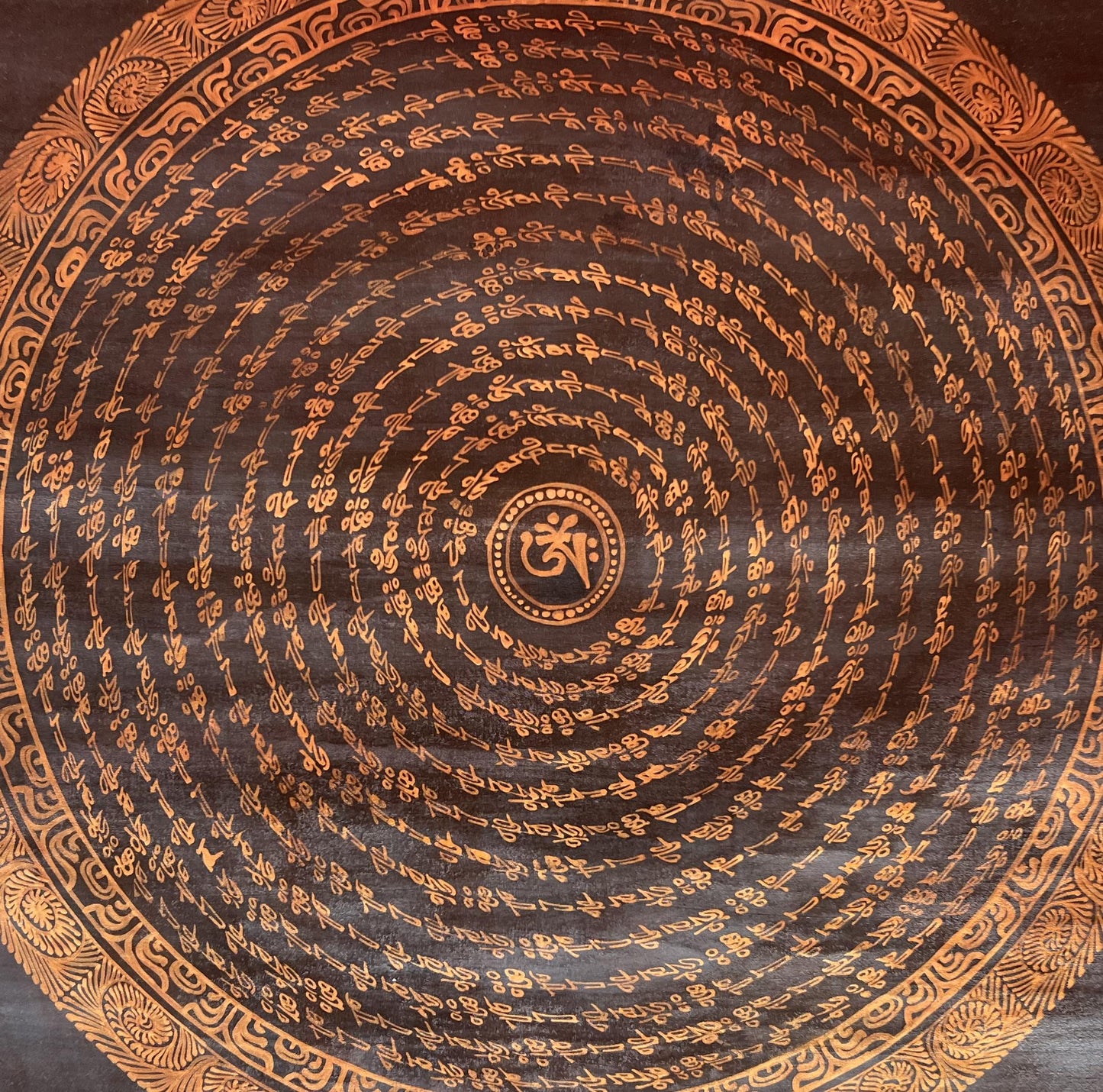 Om Mantra Mandala Thangka | Hand-Painted Tibetan Art with Silk Brocade