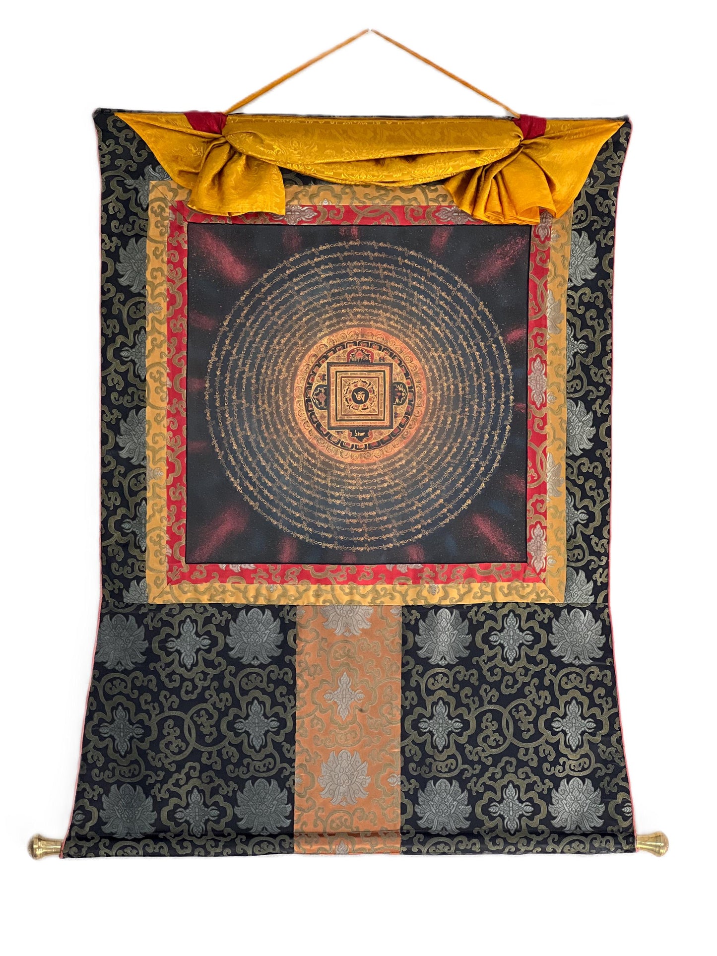 Om Mantra Mandala Thangka | Hand-Painted Tibetan Wall Hanging