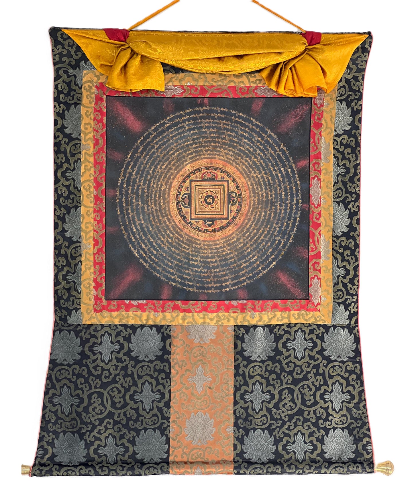 Om Mantra Mandala Thangka | Hand-Painted Tibetan Wall Hanging