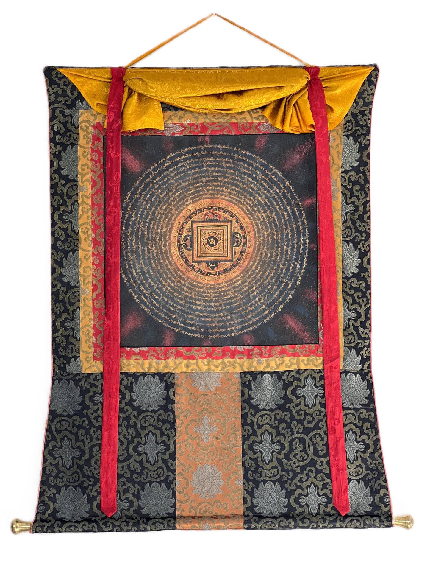 Om Mantra Mandala Thangka | Hand-Painted Tibetan Wall Hanging