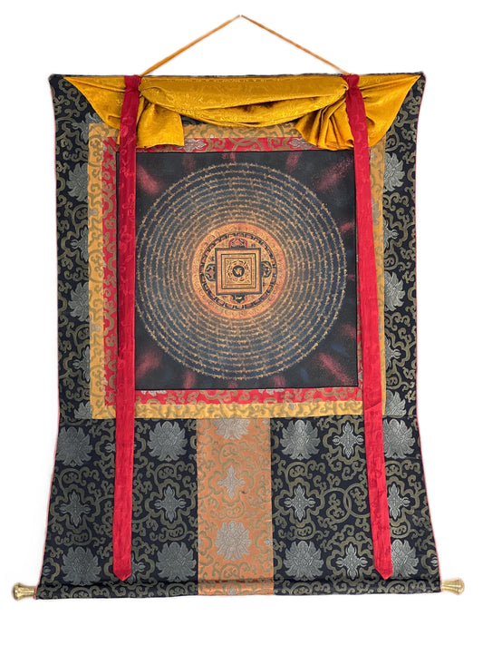 Om Mantra Mandala Thangka | Hand-Painted Tibetan Wall Hanging