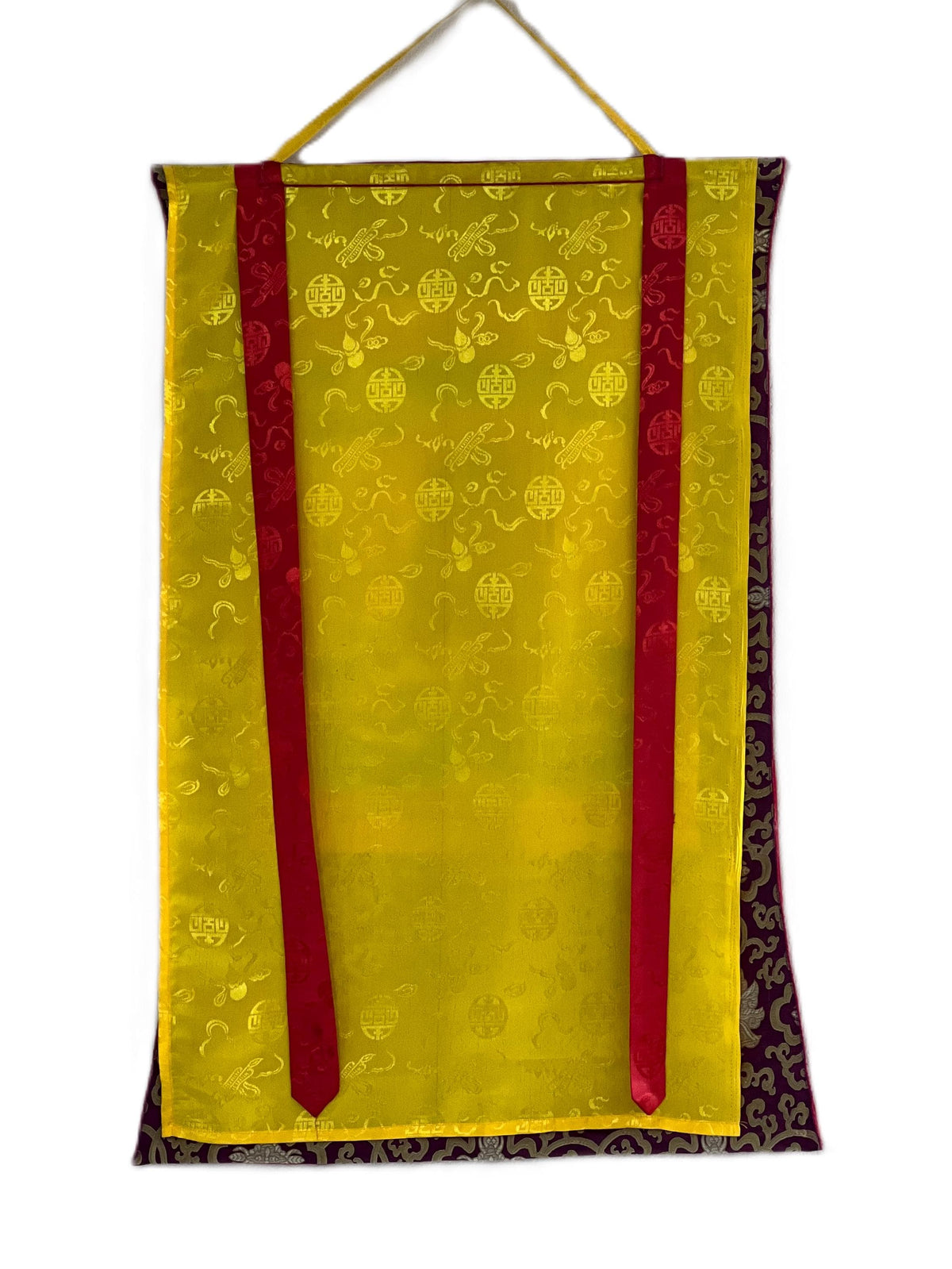 Hand-Painted Kalachakra Thangka, Visvamata Deity, Silk Brocade Frame