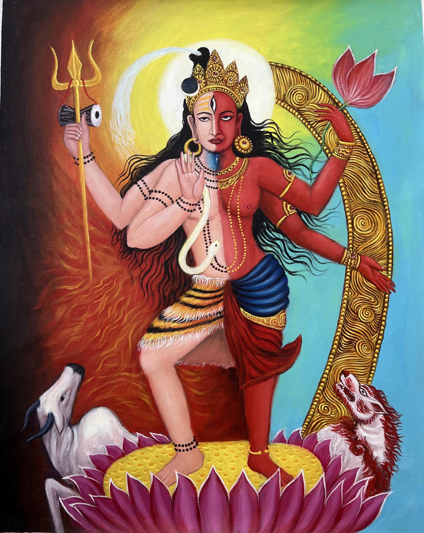 Ardhnarishvara Acrylic Painting | Shiva Shakti Canvas Art