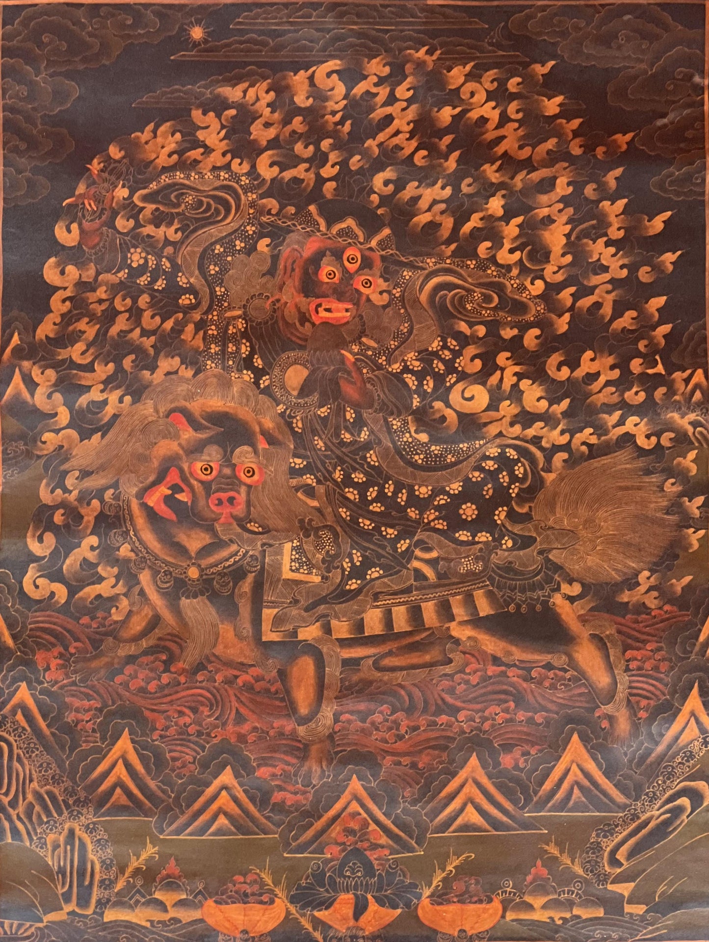 Hand-Painted Dorje Legpa Thangka, Protector of Nyingma Tradition