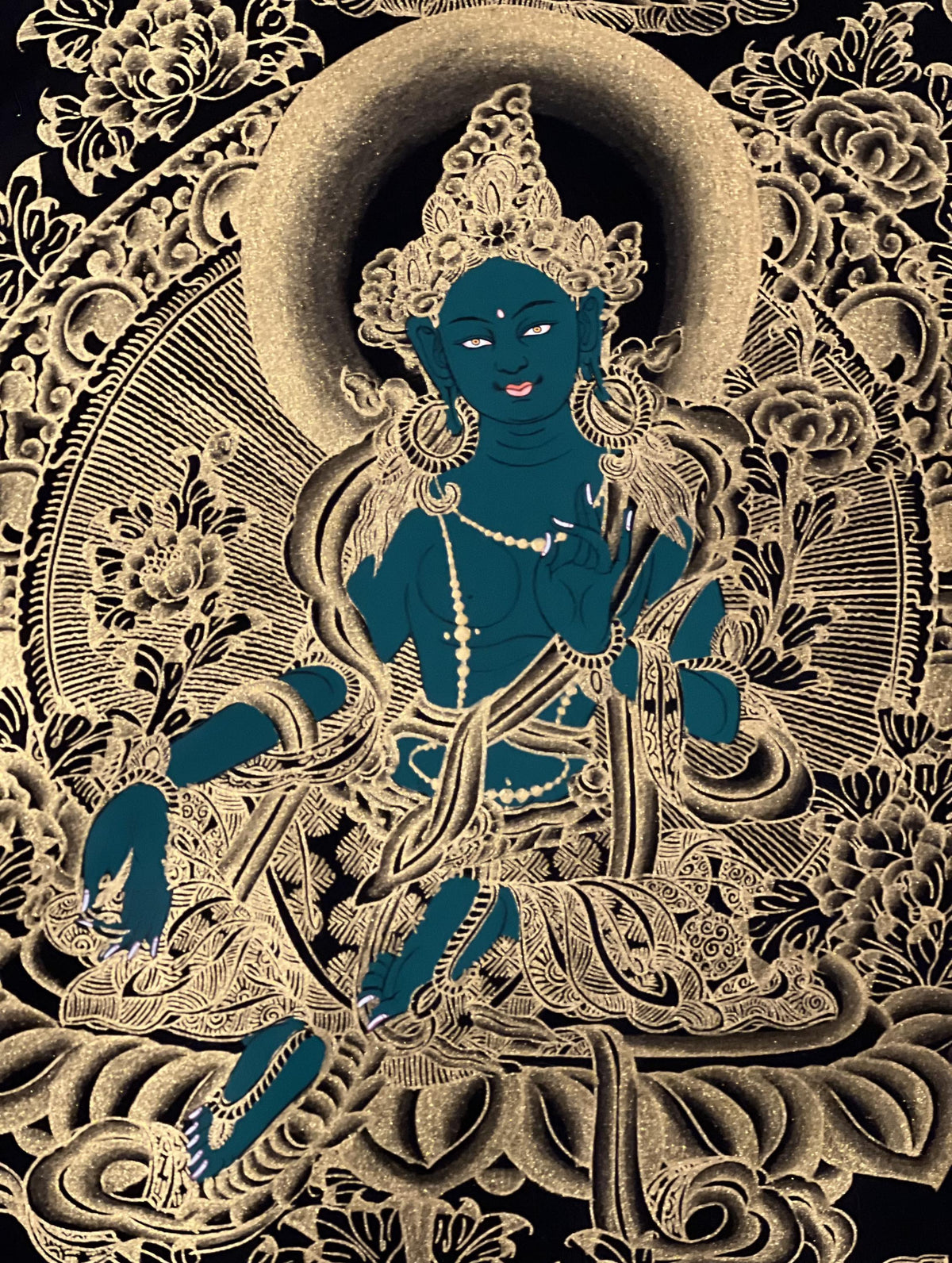 Green Tara Thangka Painting, Mother Goddess Art, Tibetan Buddhism