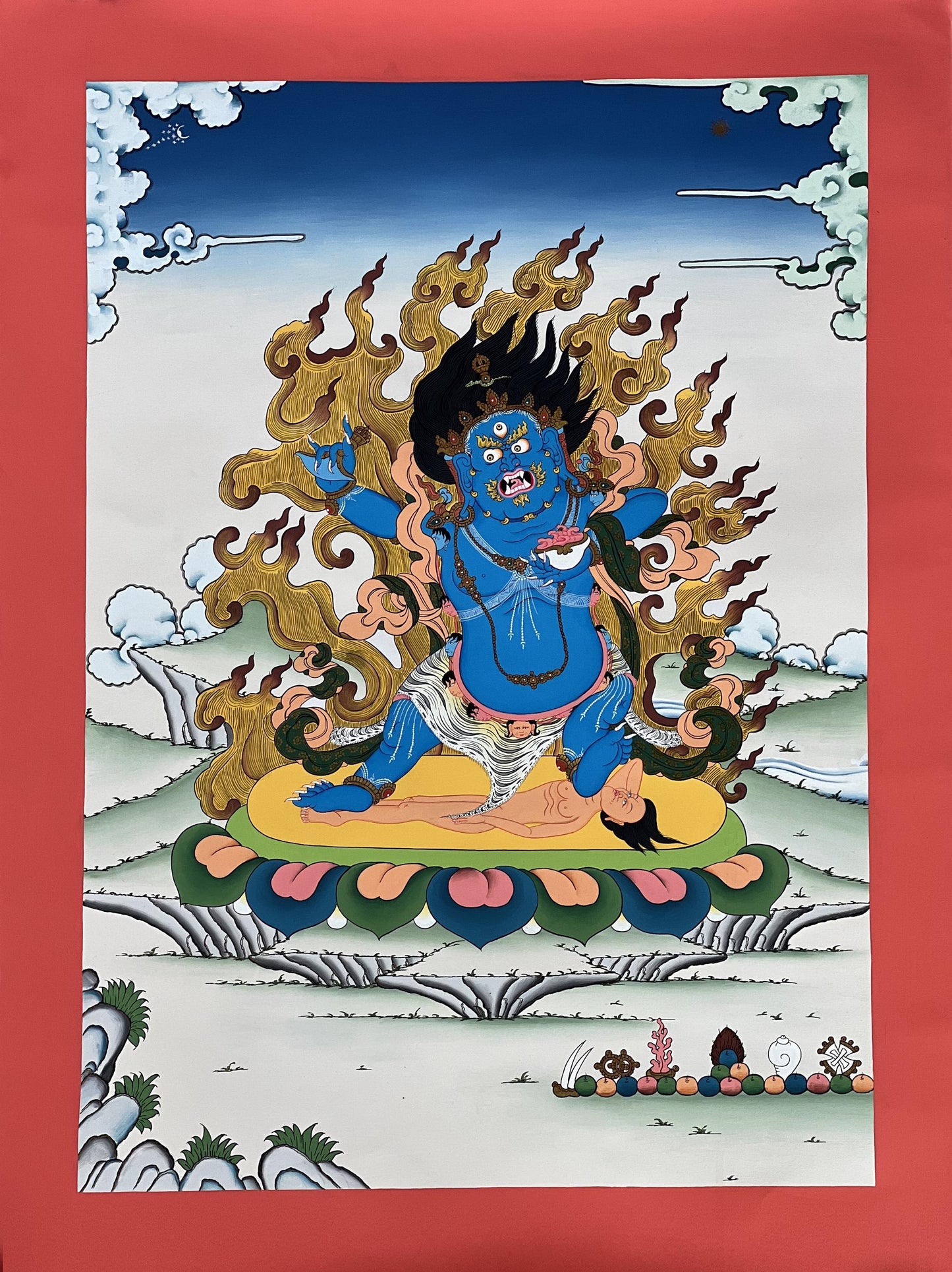 Two-Armed Mahakala Tibetan Thangka Painting • Hand-Painted Protector Deity • Himalayan Masterpiece
