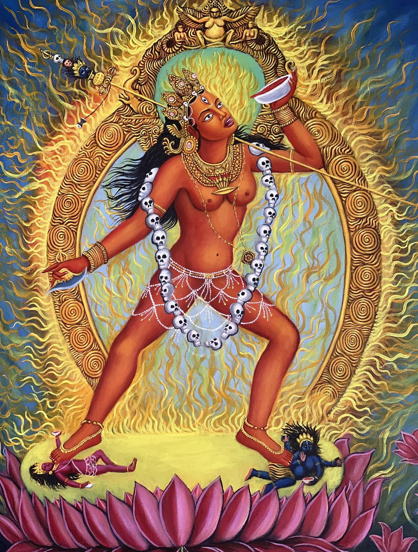 Vajrayogini Acrylic Painting on Canvas • Tibetan Buddhist Art • Dakini Tantric Deity