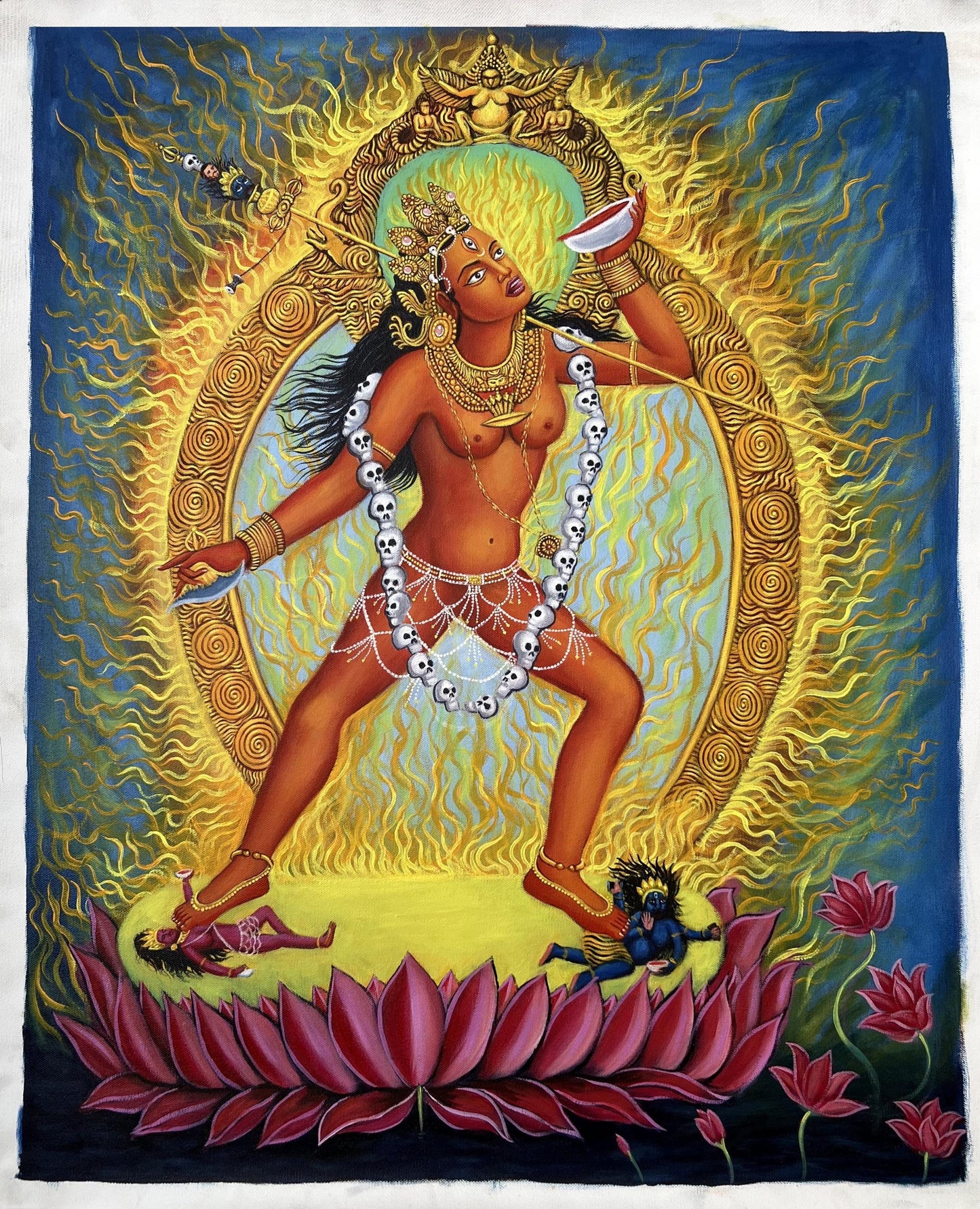 Vajrayogini Acrylic Painting on Canvas • Tibetan Buddhist Art • Dakini Tantric Deity