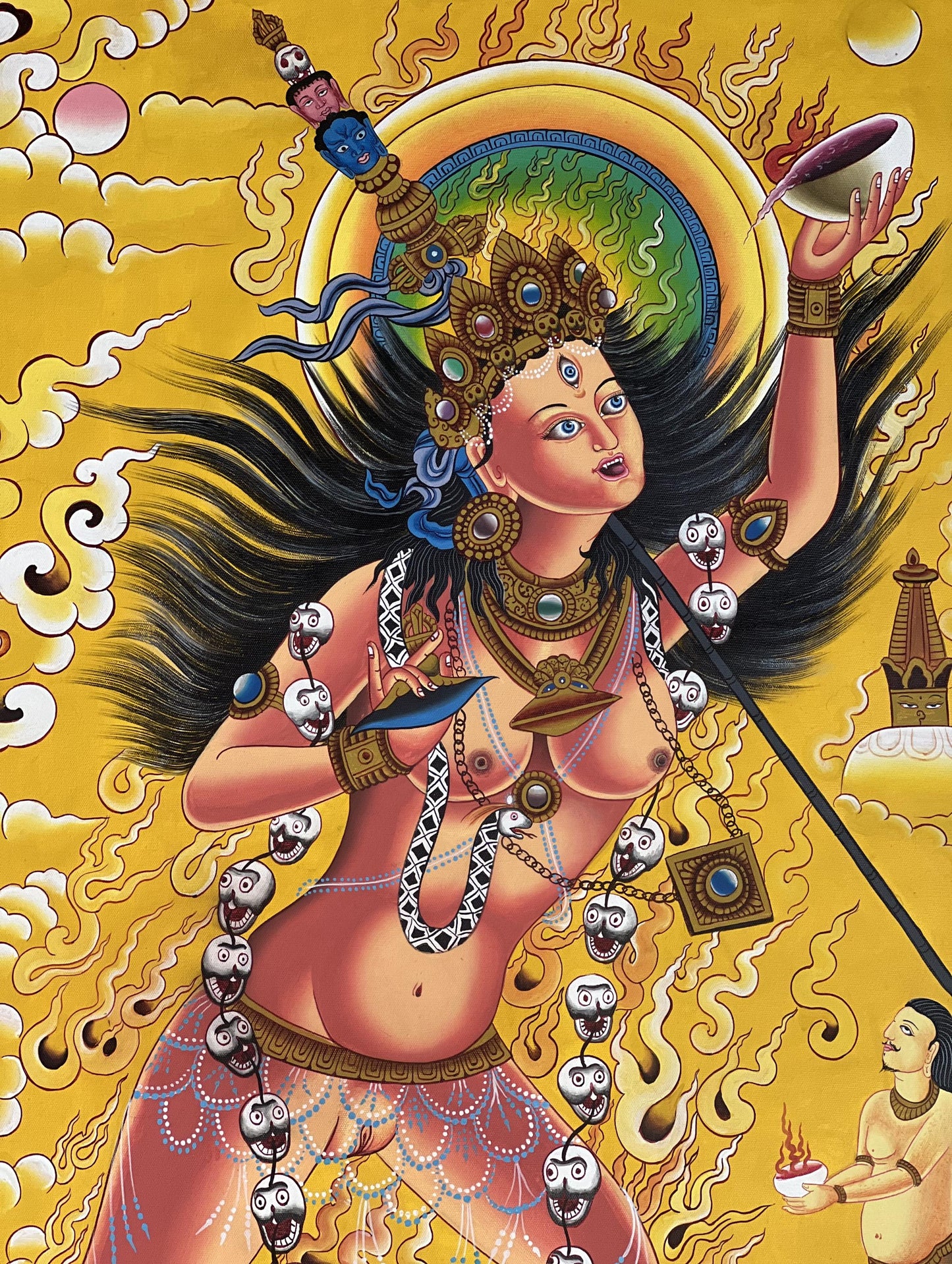 Vajrayogini Acrylic Painting on Canvas • Large Tibetan Buddhist Art • Dakini Tantric Deity