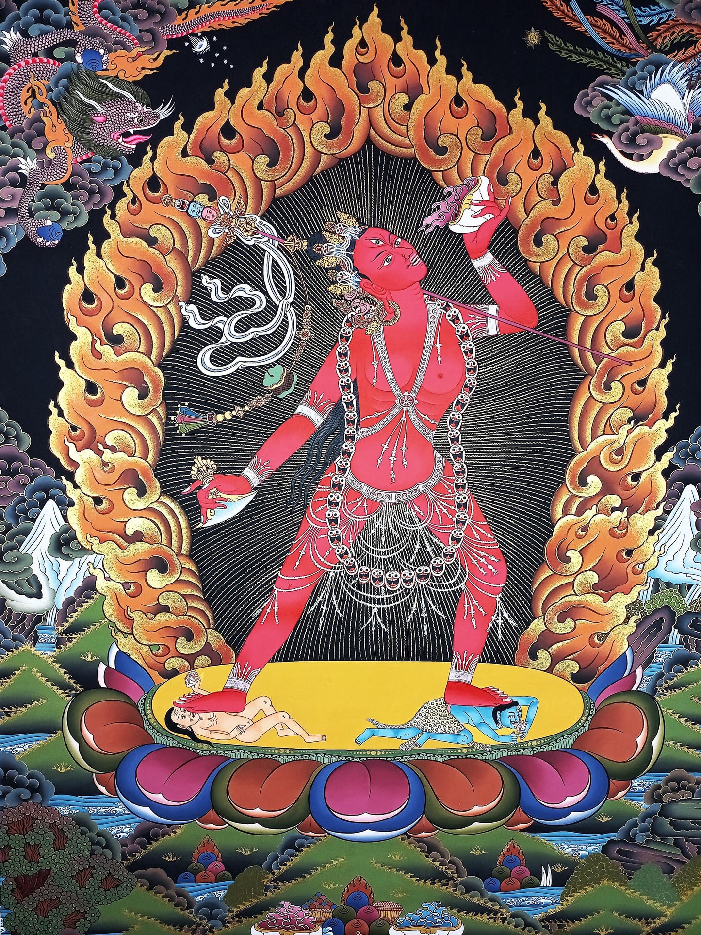 Hand-Painted Vajrayogini Thangka: Tibetan Buddhist Art, Compassion Diety