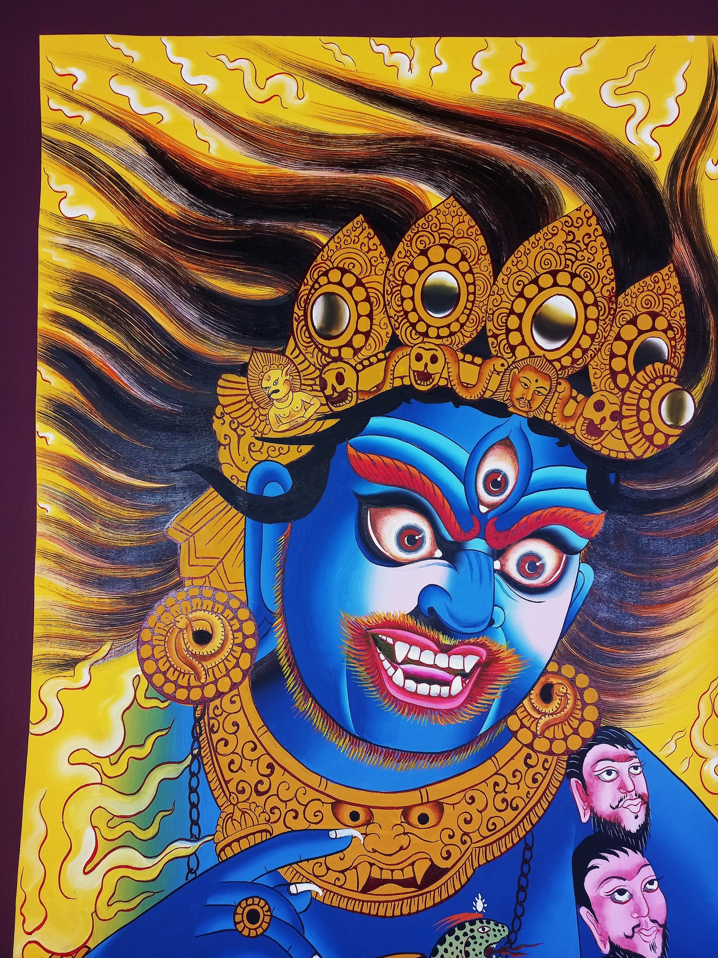 Hand Painted Bhairava Thangka, Newari Style, Tibetan Art