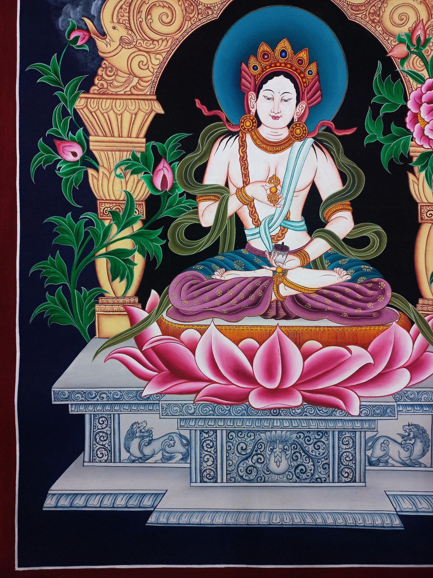 Hand-Painted Vajrasattva Thangka: Tibetan Meditation Art