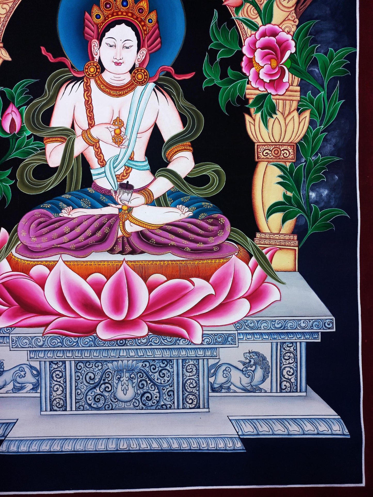 Hand-Painted Vajrasattva Thangka: Tibetan Meditation Art