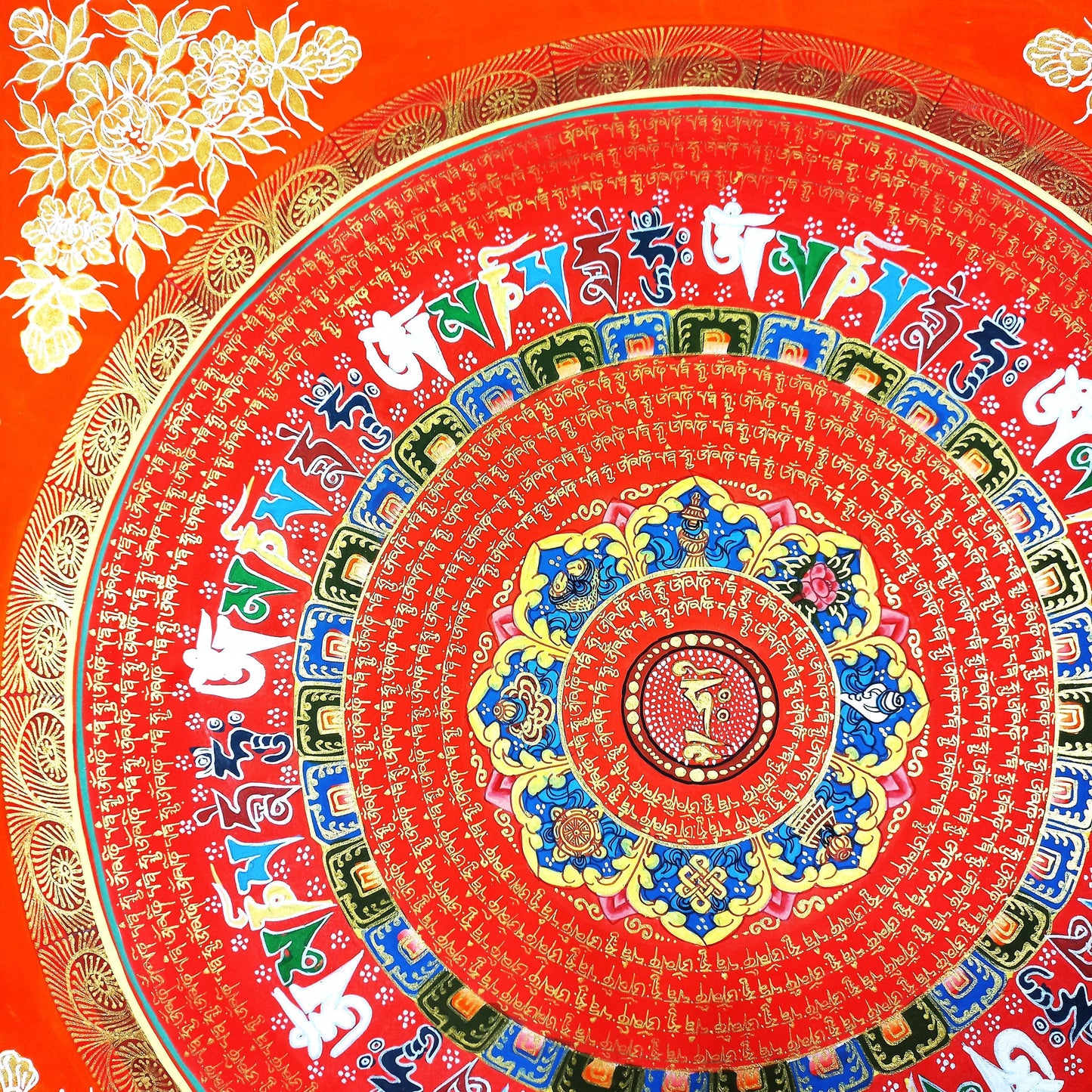 Handmade OM Mantra Mandala Thangka Painting | Tibetan Sacred Art