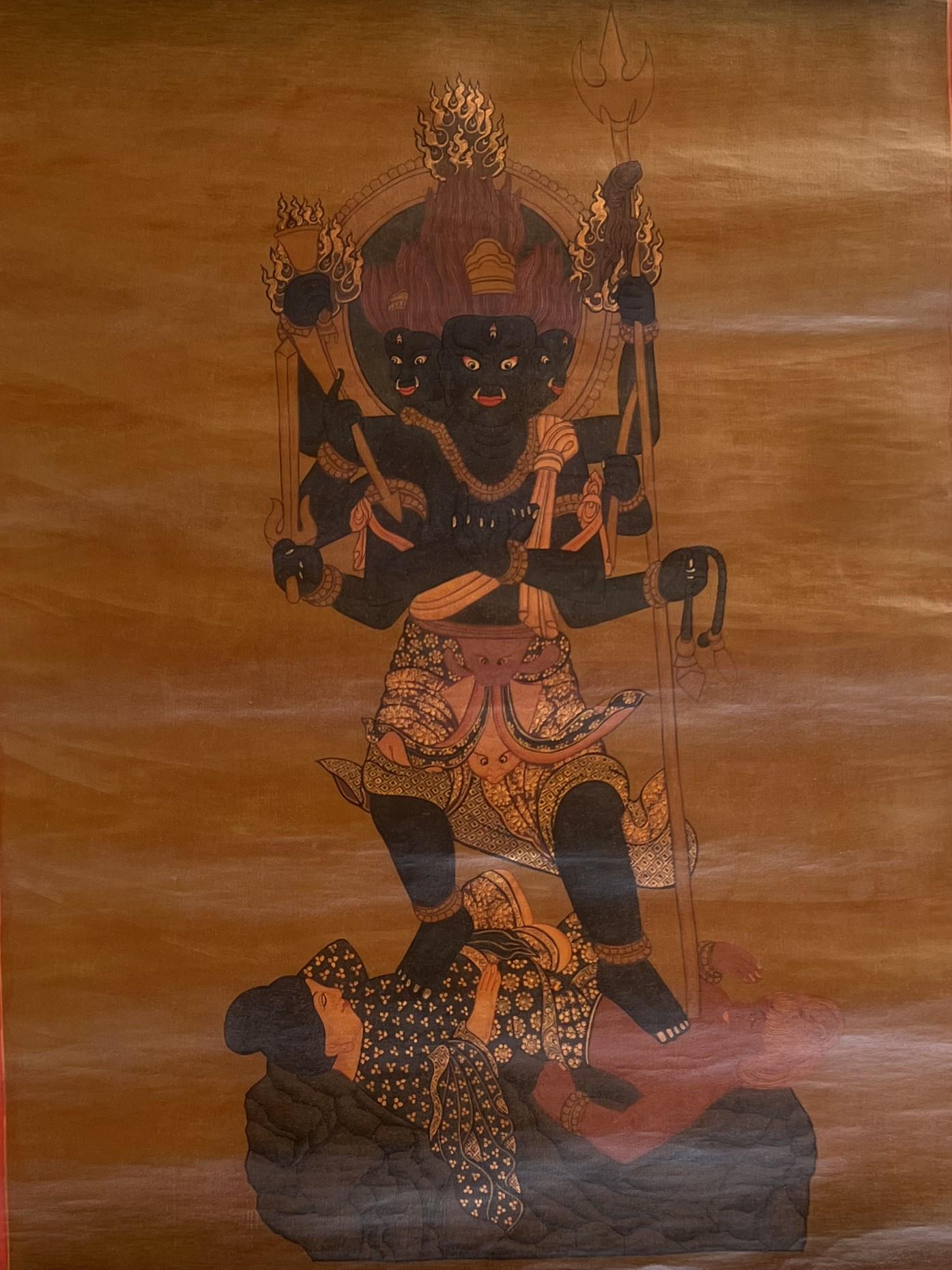 Hand-Painted Acala Thangka Painting: Vajrayana Wisdom King