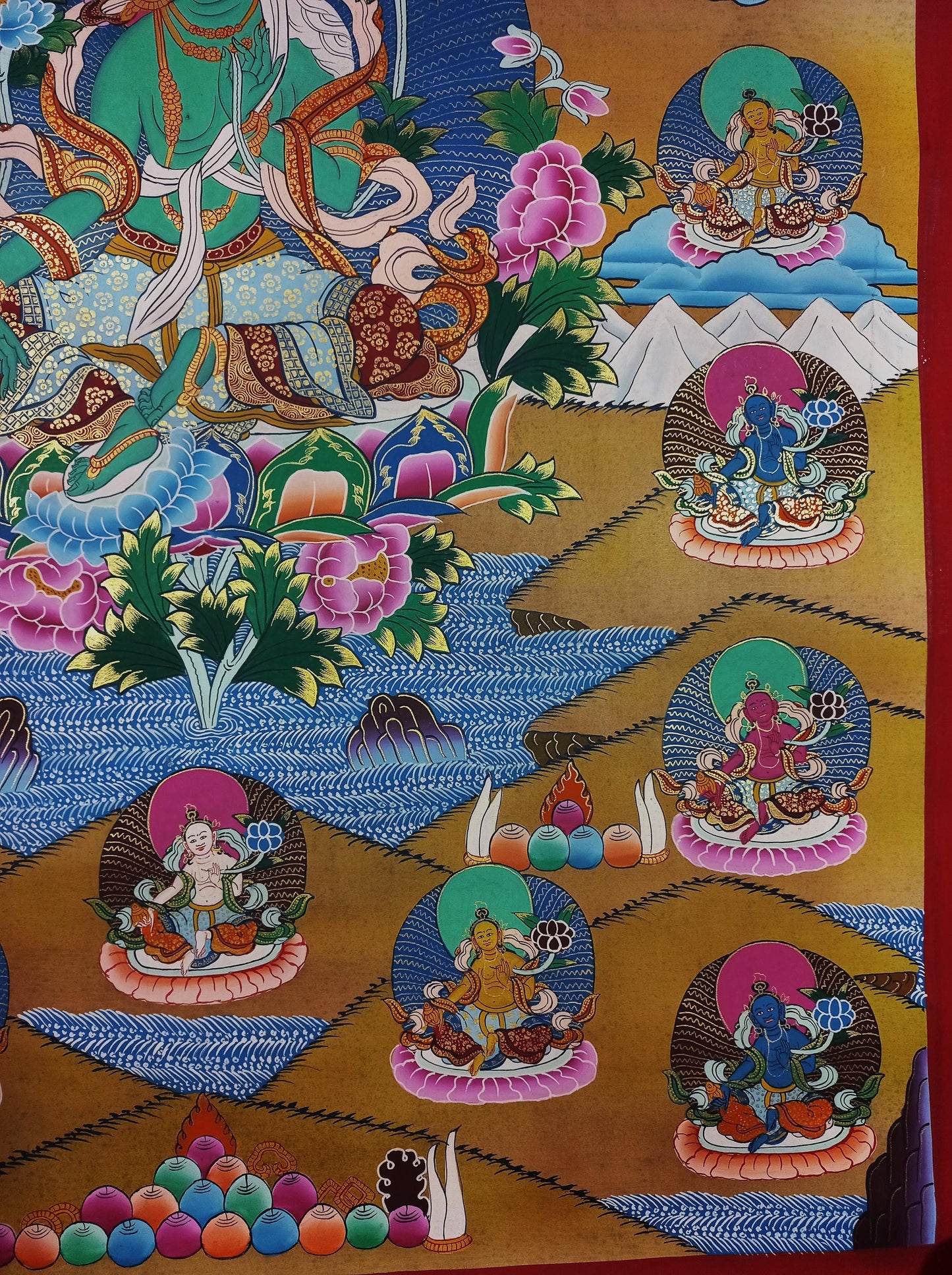21 Green Tara Thangka Painting - Hand-Painted Tibetan Wall Hanging