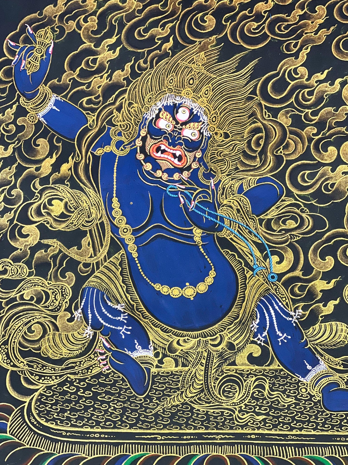 Vajrapani Thangka | Hand-Painted Tibetan Buddhist Art with Silk Brocade