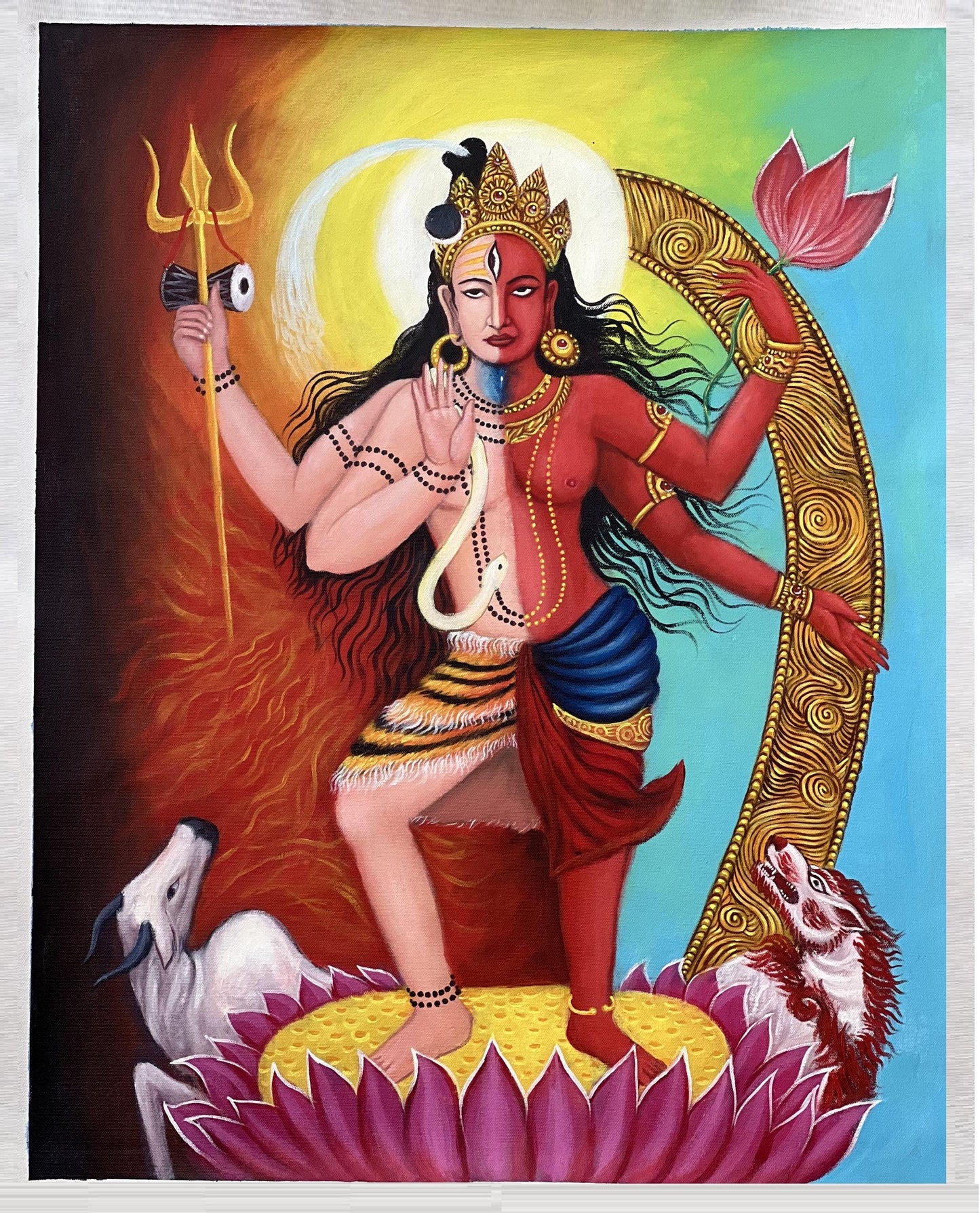 Ardhnarishvara Acrylic Painting | Shiva Shakti Canvas Art