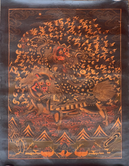 Hand-Painted Dorje Legpa Thangka, Protector of Nyingma Tradition