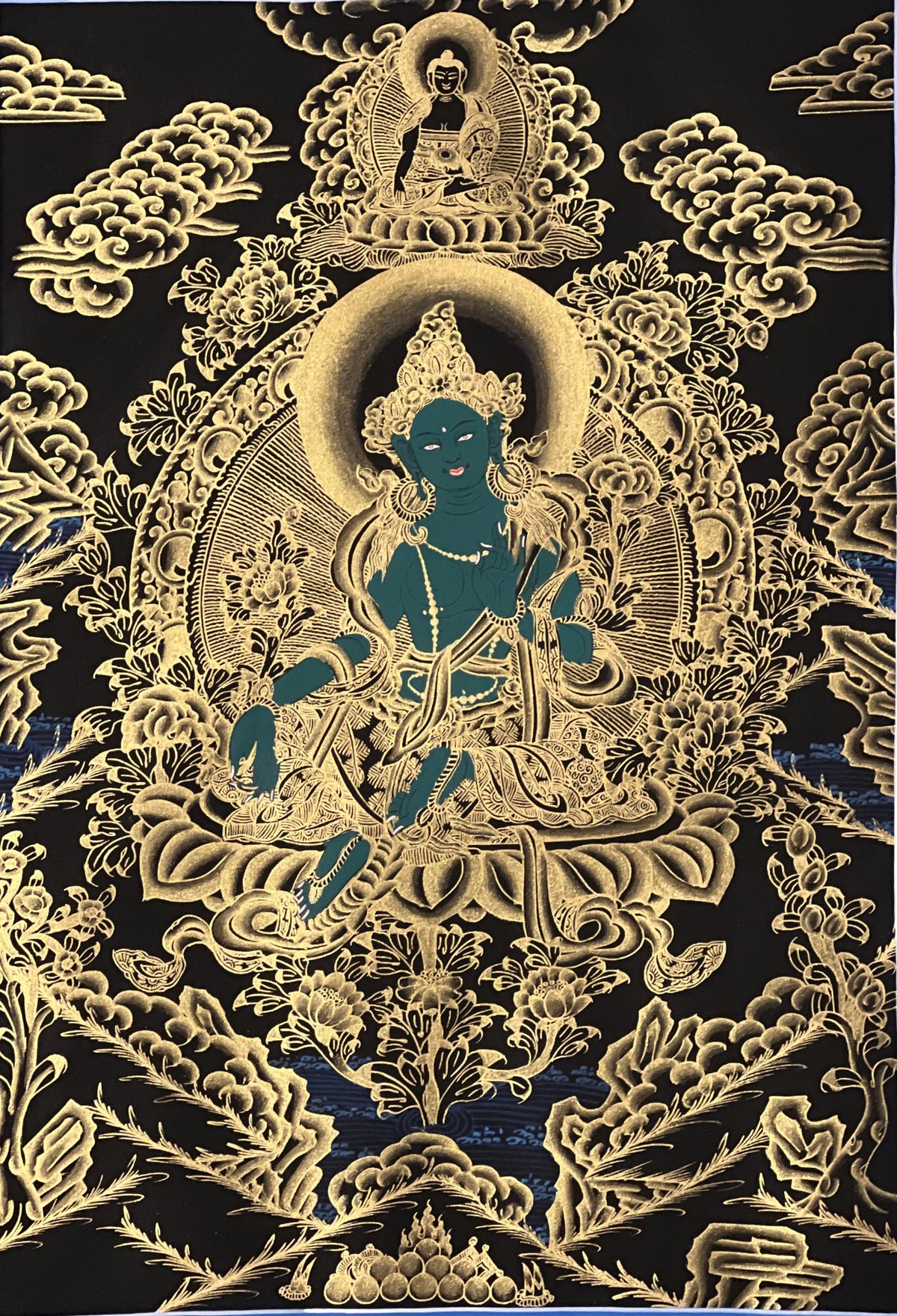 Green Tara Thangka Painting, Mother Goddess Art, Tibetan Buddhism