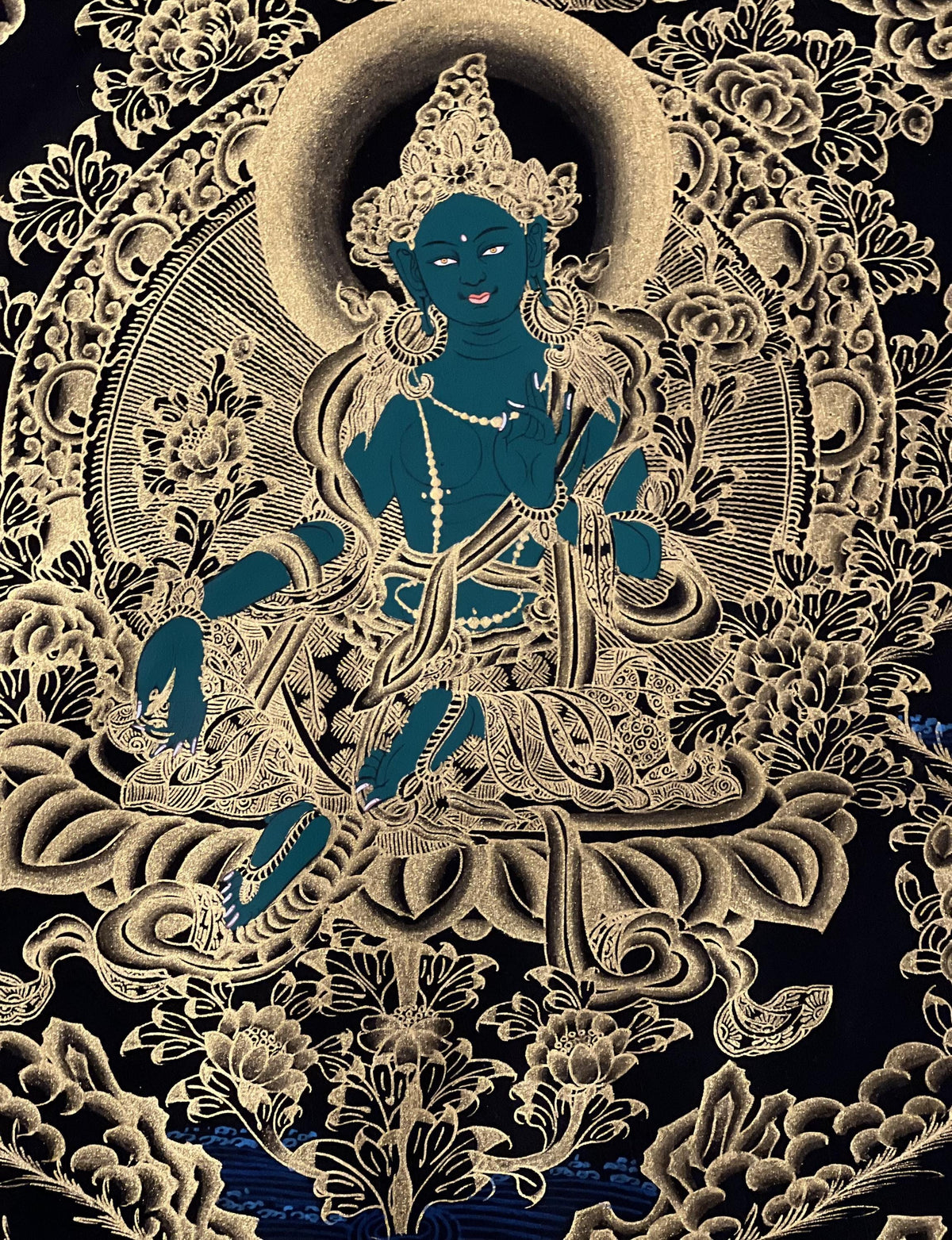Green Tara Thangka Painting, Mother Goddess Art, Tibetan Buddhism
