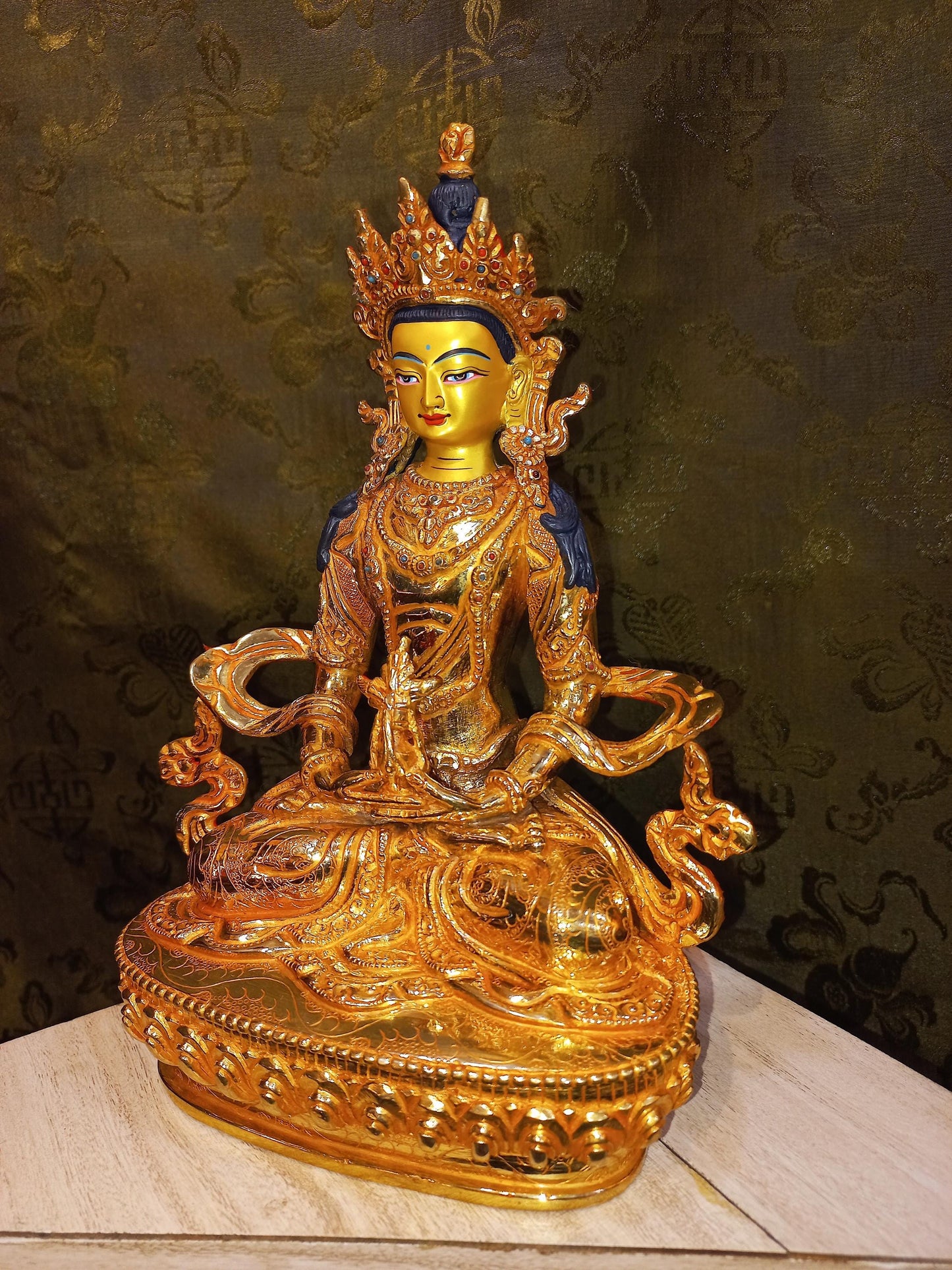 24K Gold Gilded Amitayus Buddha Statue | Handmade Nepalese Artwork