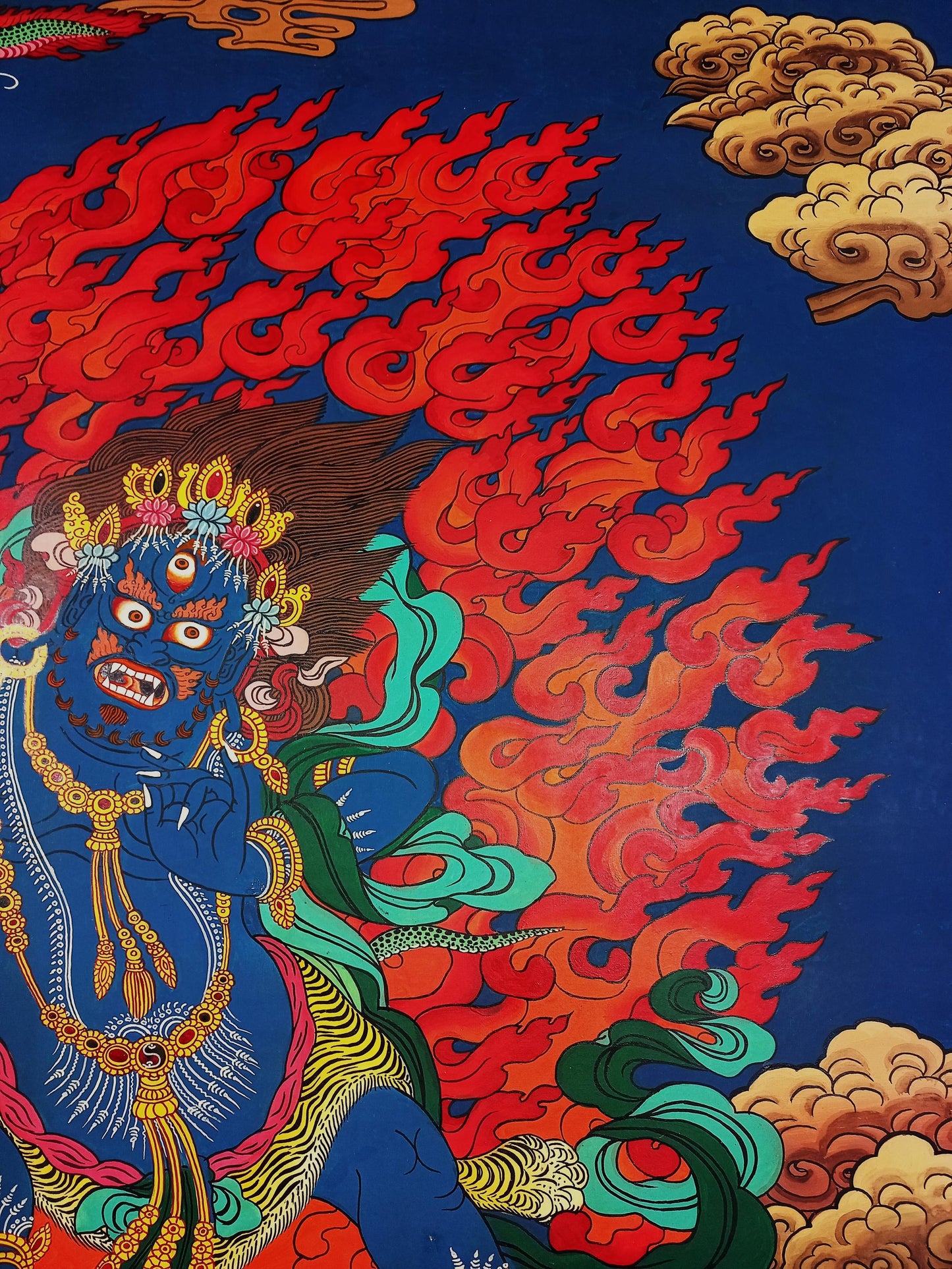 Original Hand-painted Large Masterpiece Vajarapani Dharmapala/ Sangdag Chagna Dorje Tibetan Compassion Meditation Thangka  Painting