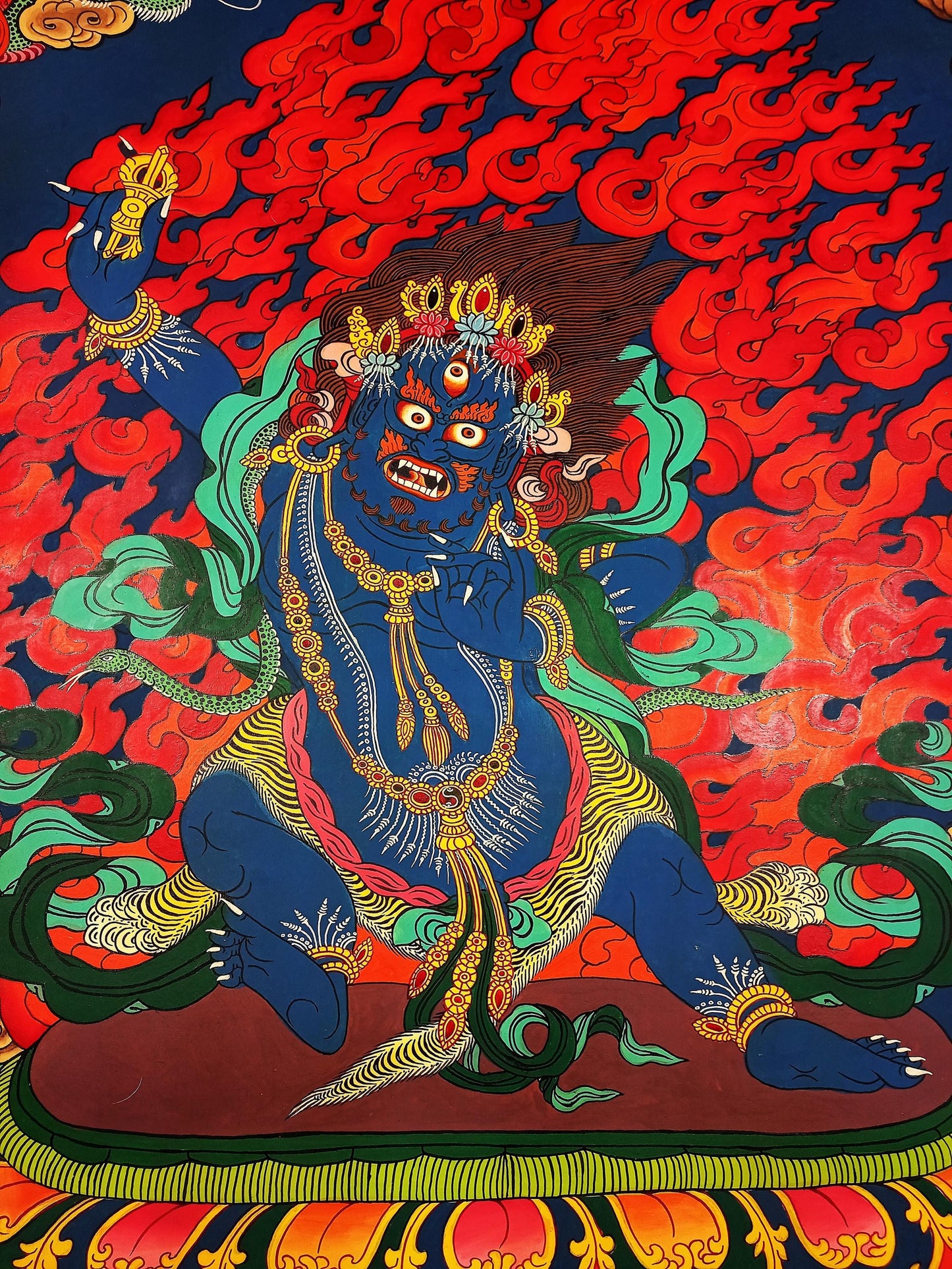 Original Hand-painted Large Masterpiece Vajarapani Dharmapala/ Sangdag Chagna Dorje Tibetan Compassion Meditation Thangka  Painting