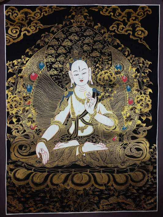 White Tara Thangka Painting, Hand-Painted Mother Goddess Art, Nepal