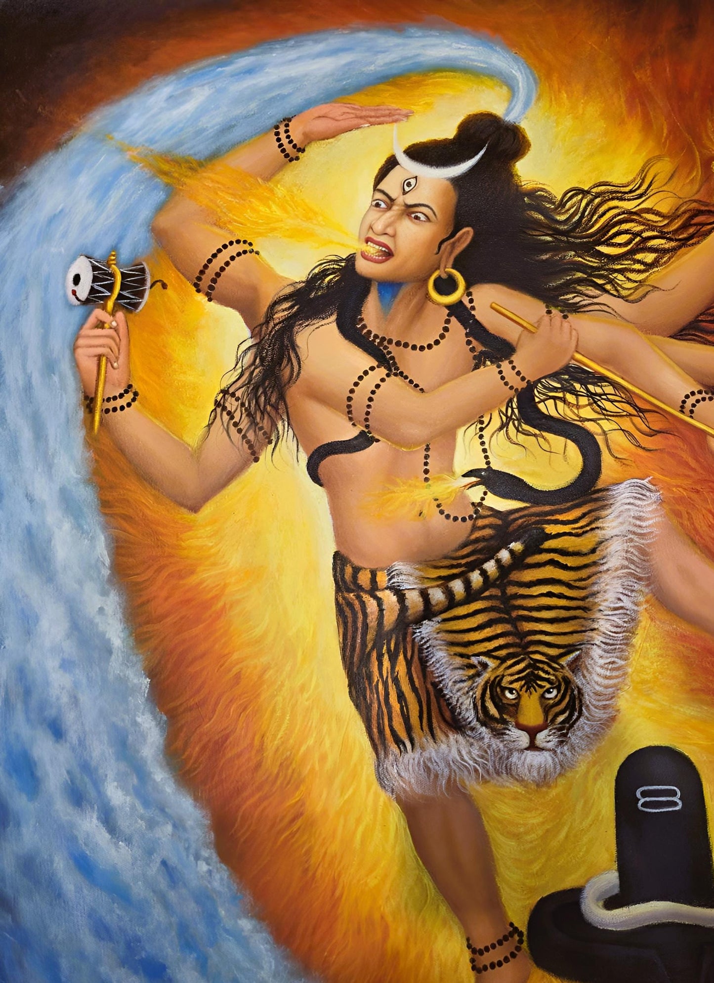 Shiva Nataraja Acrylic Painting • Hindu Art • Lord Shiva Wall Decor • Cosmic Dance  Canvas
