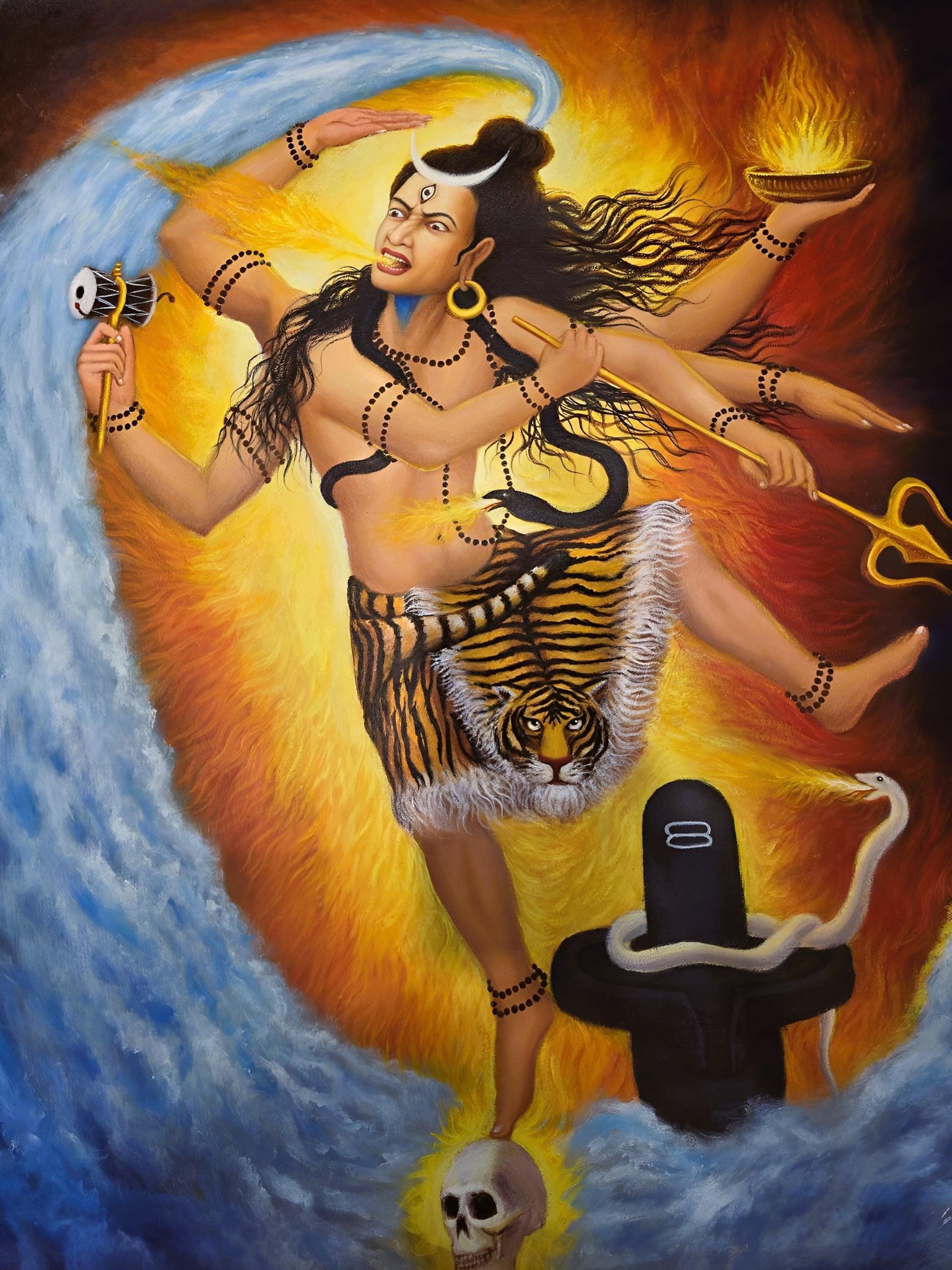 Shiva Nataraja Acrylic Painting • Hindu Art • Lord Shiva Wall Decor • Cosmic Dance  Canvas