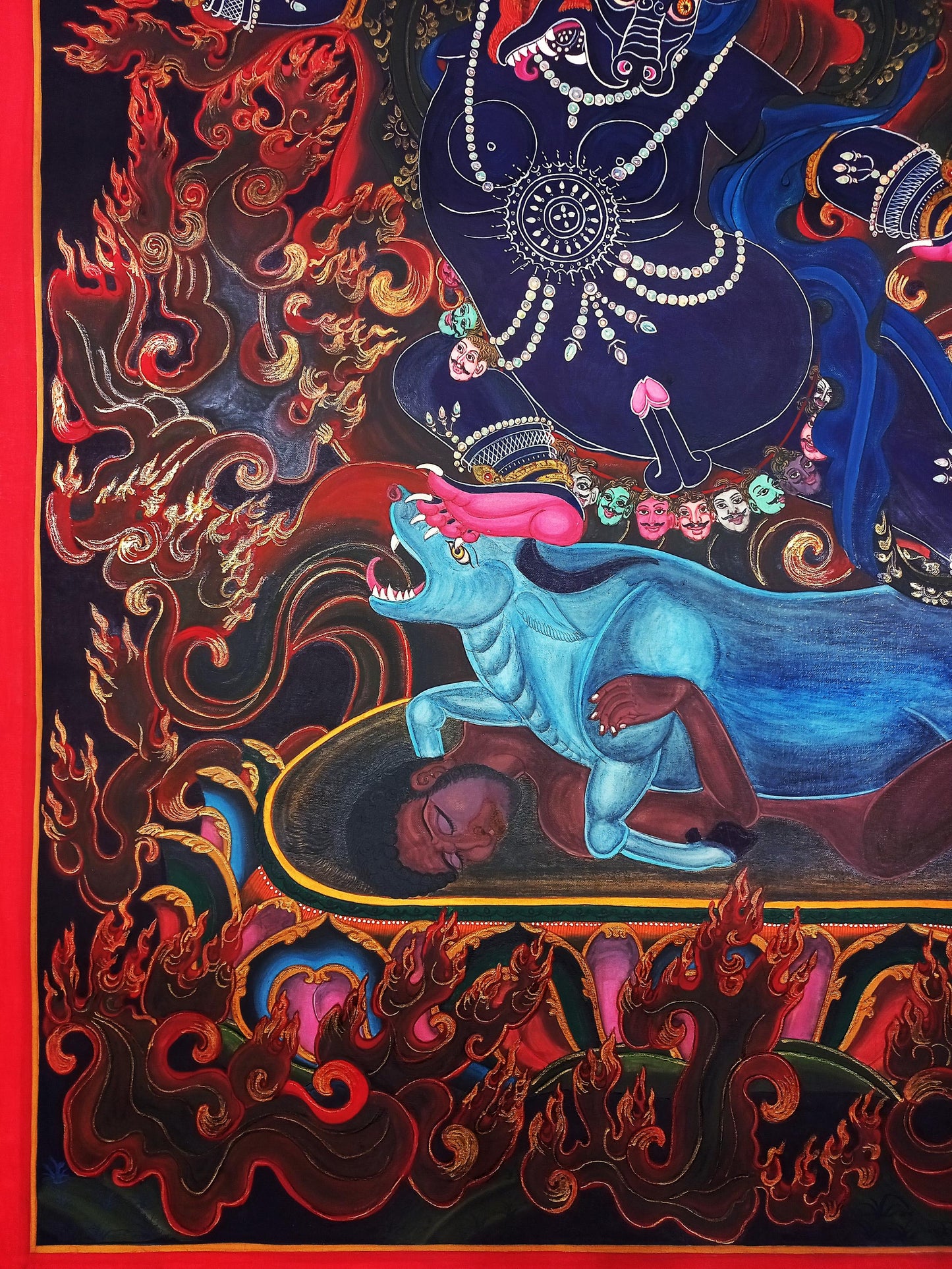 Yamantaka Thangka Painting, 24K Gold Tibetan Meditation Art