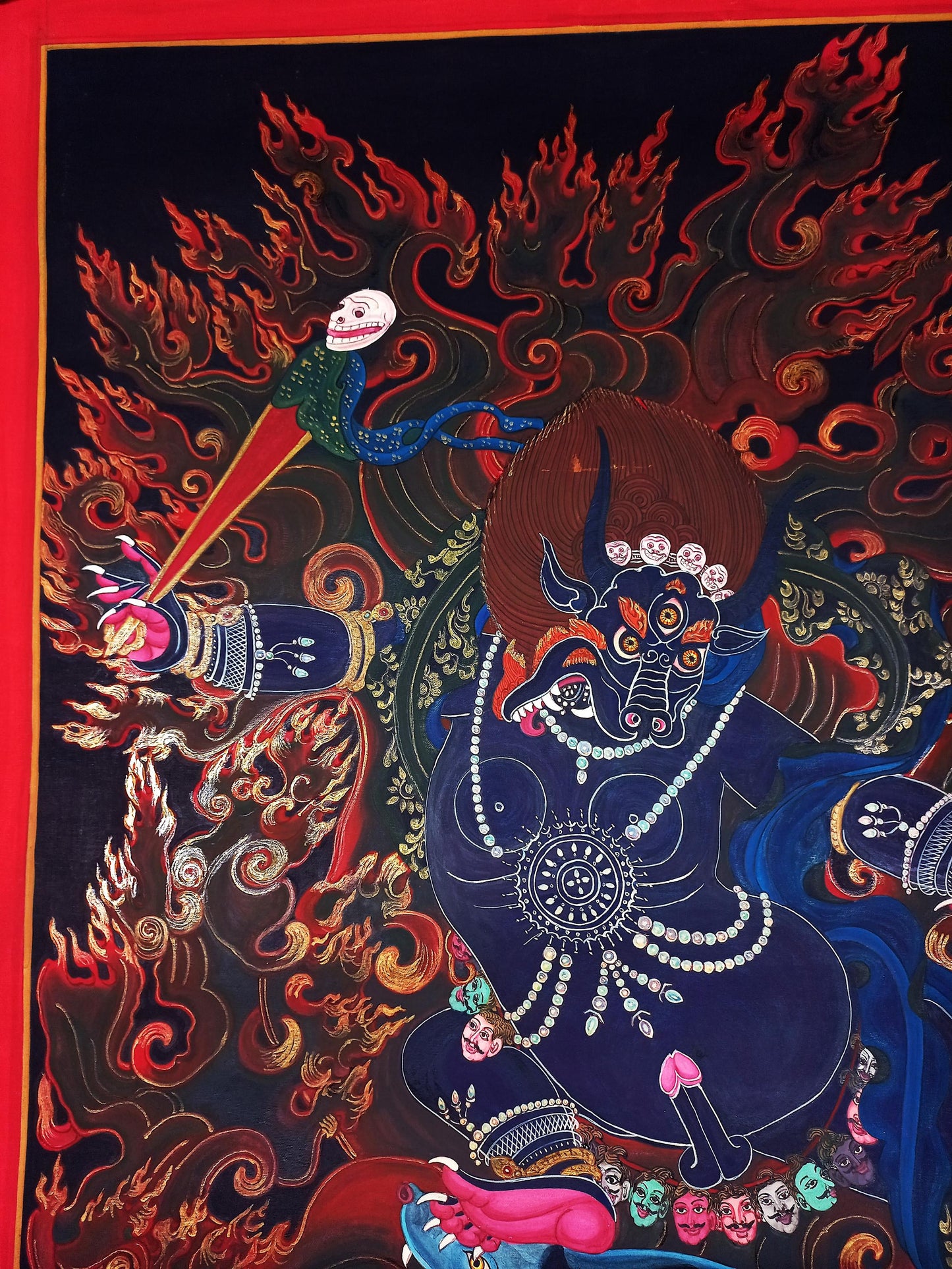 Yamantaka Thangka Painting, 24K Gold Tibetan Meditation Art