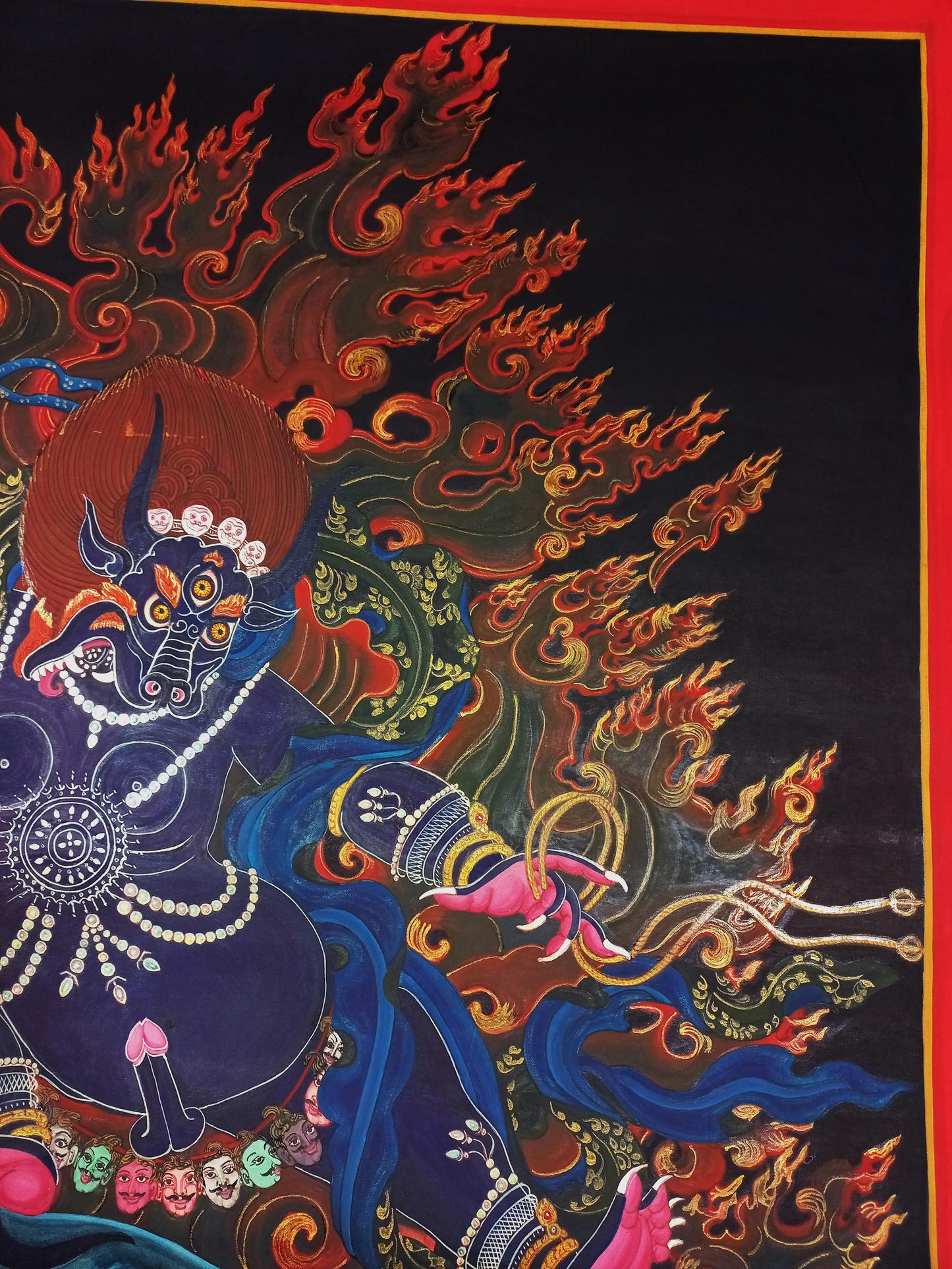 Yamantaka Thangka Painting, 24K Gold Tibetan Meditation Art