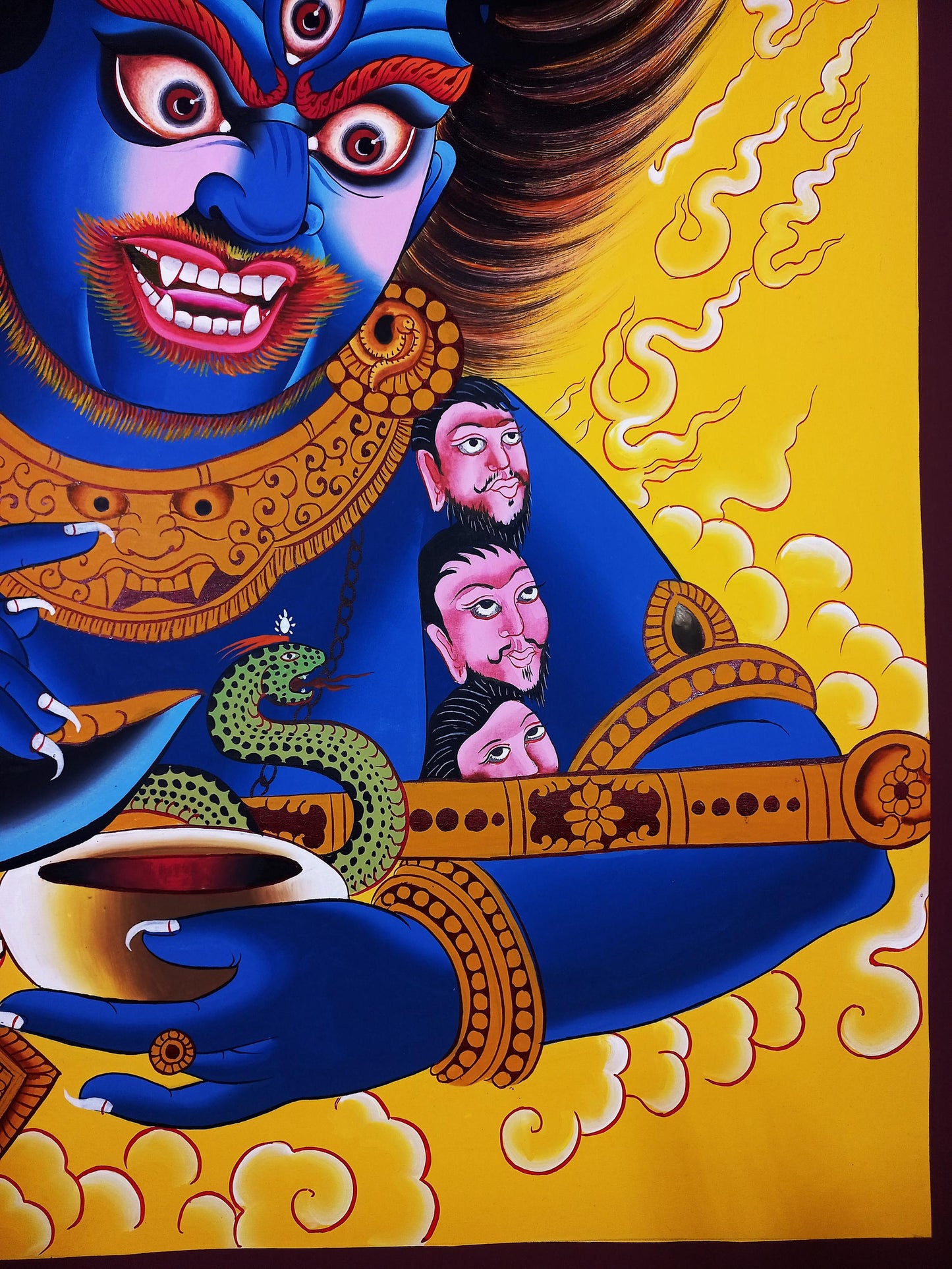 Hand Painted Bhairava Thangka, Newari Style, Tibetan Art